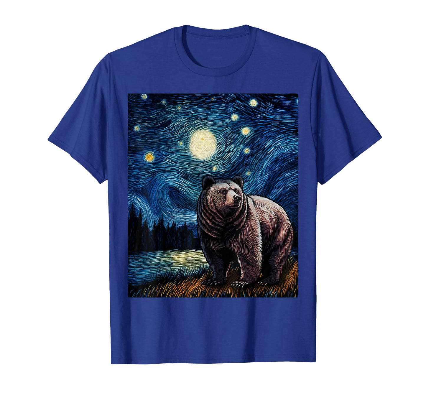Graphic Grizzly Bear Van Gogh Starry Night Grizzlies Animal T-Shirt