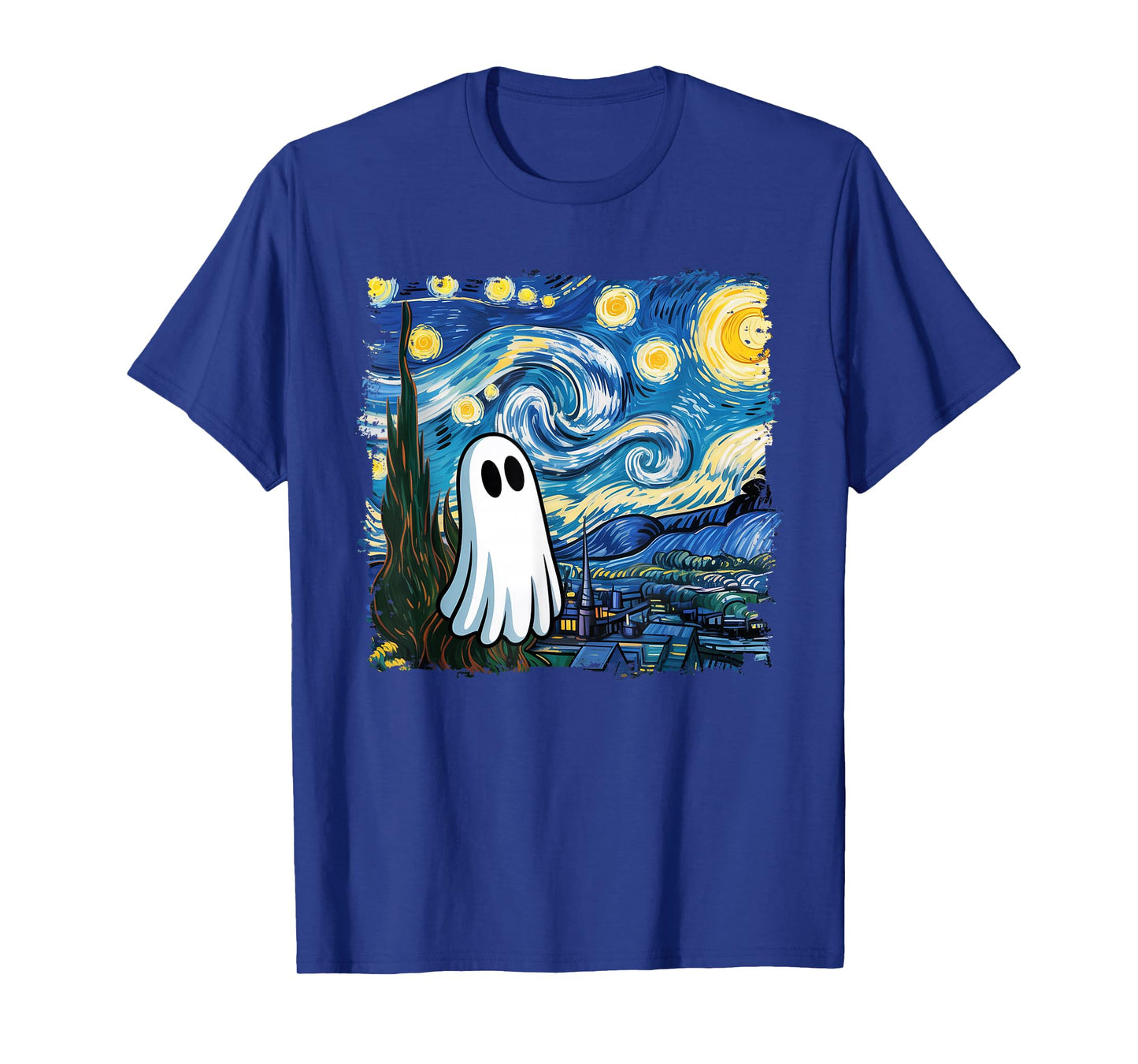 Funny Halloween Boo Sheet Ghost Starry Night Van Gogh Boys T-Shirt