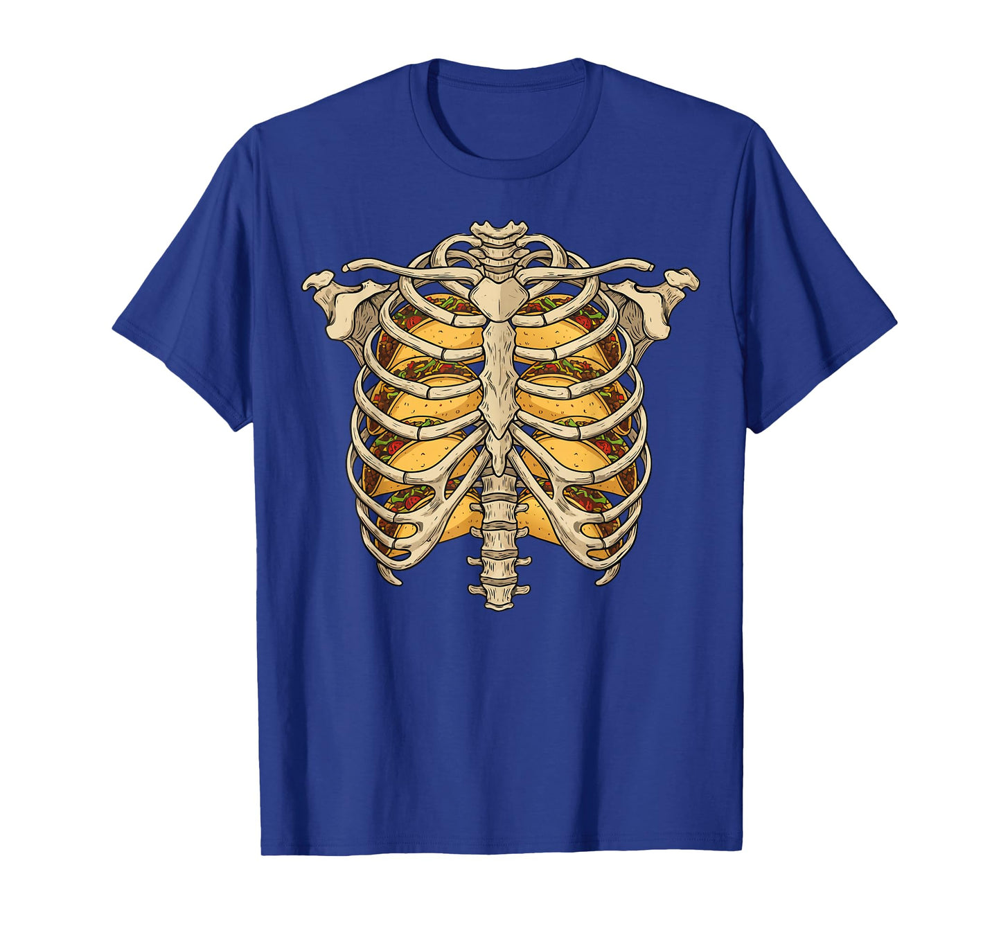 Halloween Rib Cage Skeleton with Tacos Design Funny Foodies T-Shirt