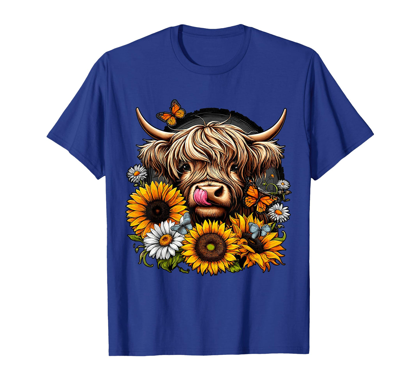 Highland Cow with Sunflowers and Butterflies T-Shirt