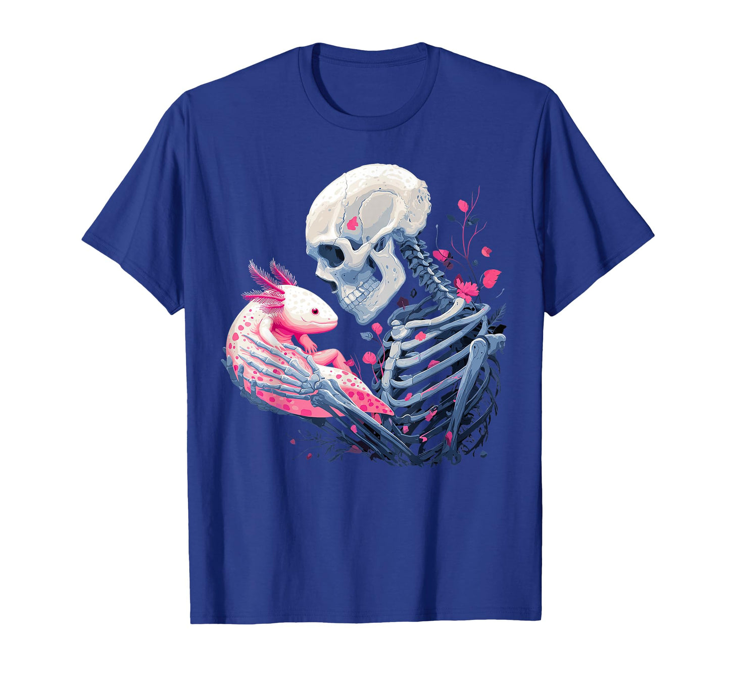 Skeleton Hugging Axolotl Cute Gothic Animal Lover Mom Outfit T-Shirt