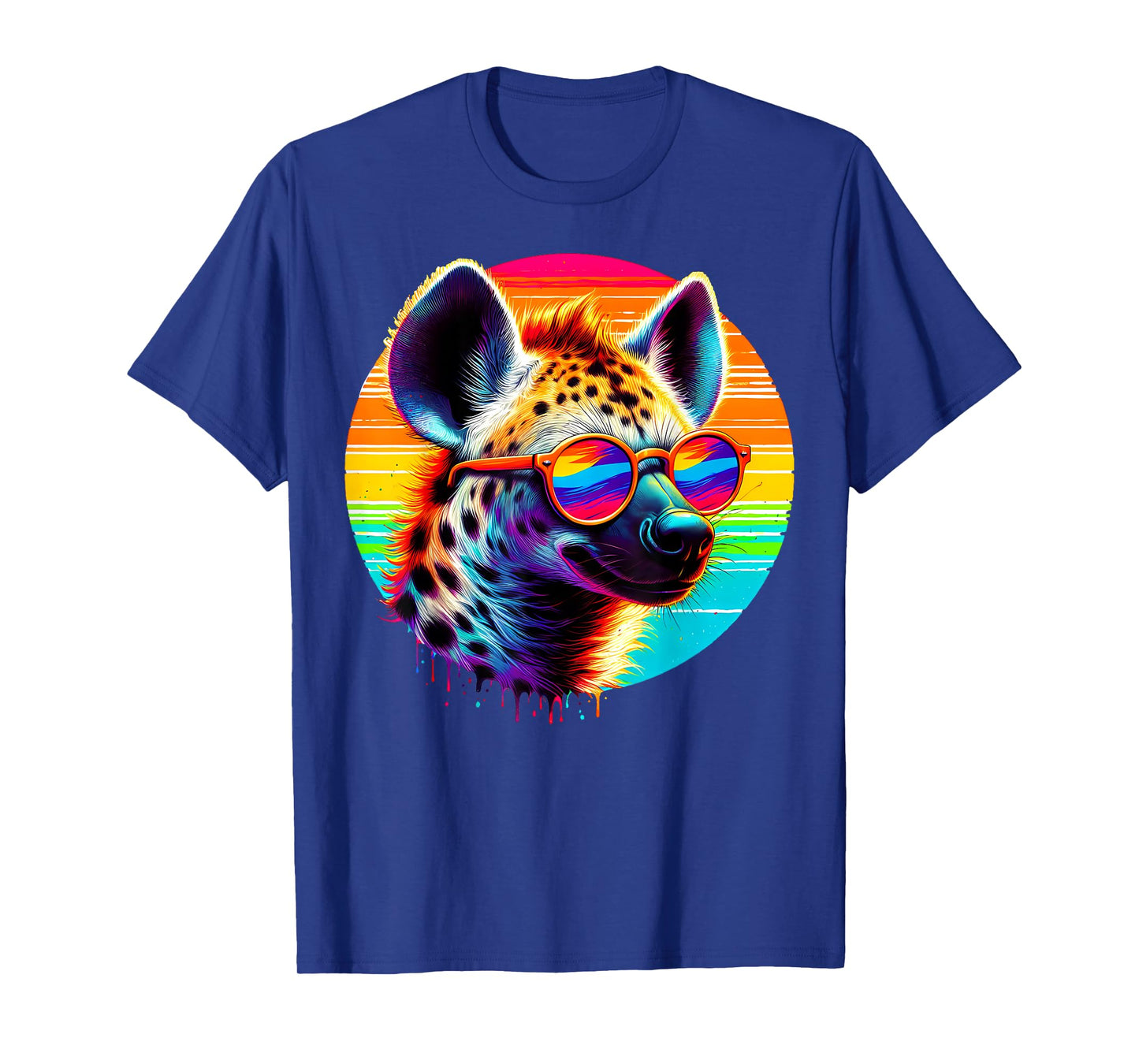 Cool Tie Dye Sunglasses Hyena Graphic Illustration Art T-Shirt
