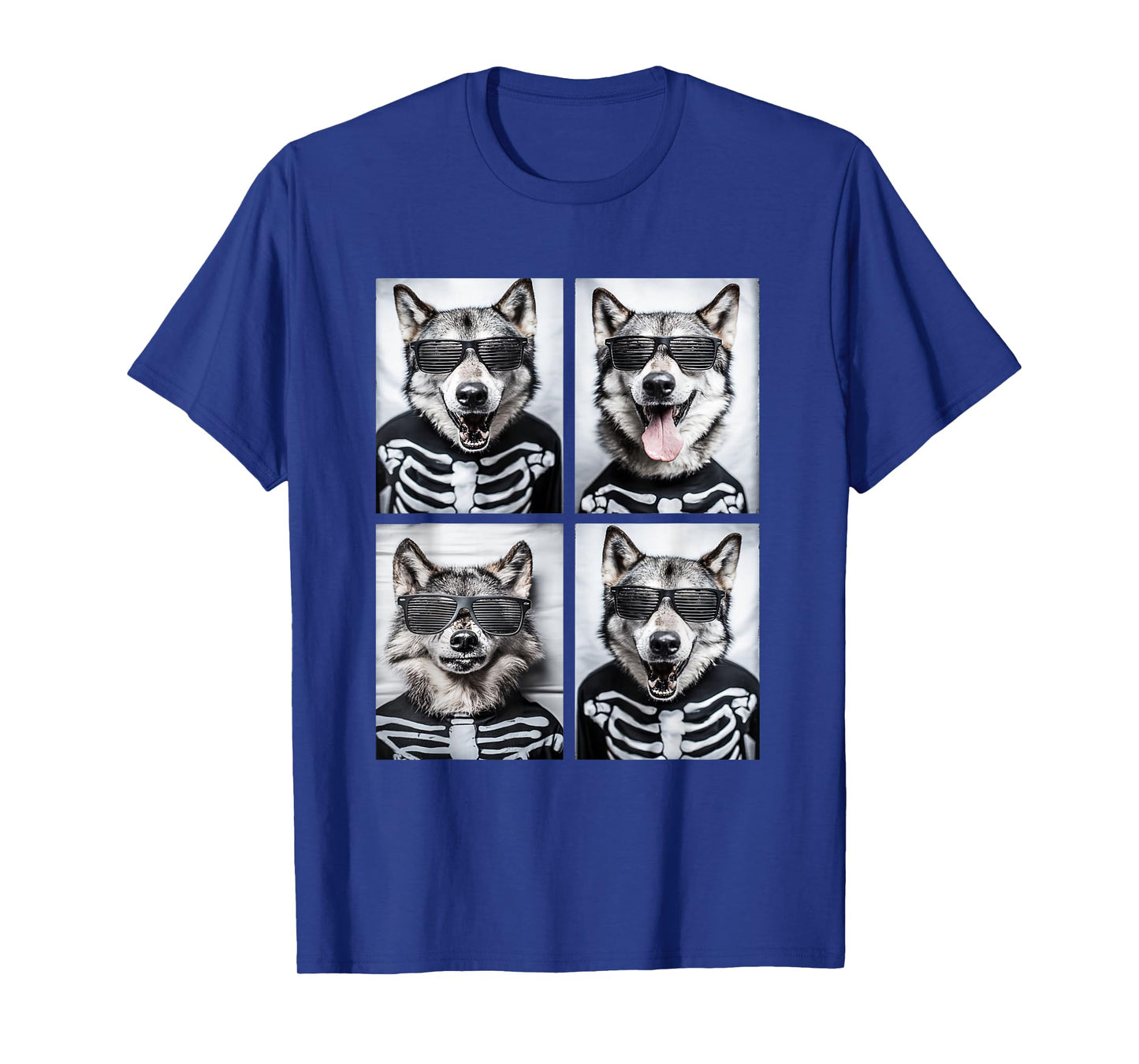 Wolves with Sunglasses Skeleton Costume Funny Halloween Wolf T-Shirt