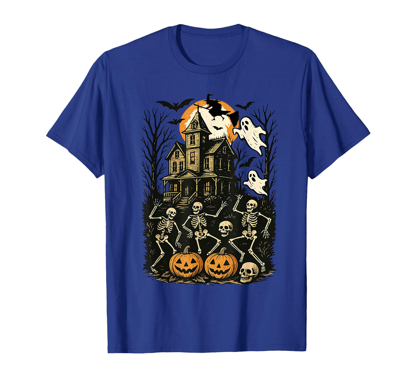 Halloween Haunted House Pumpkin Skeleton Dancing Spooky T-Shirt