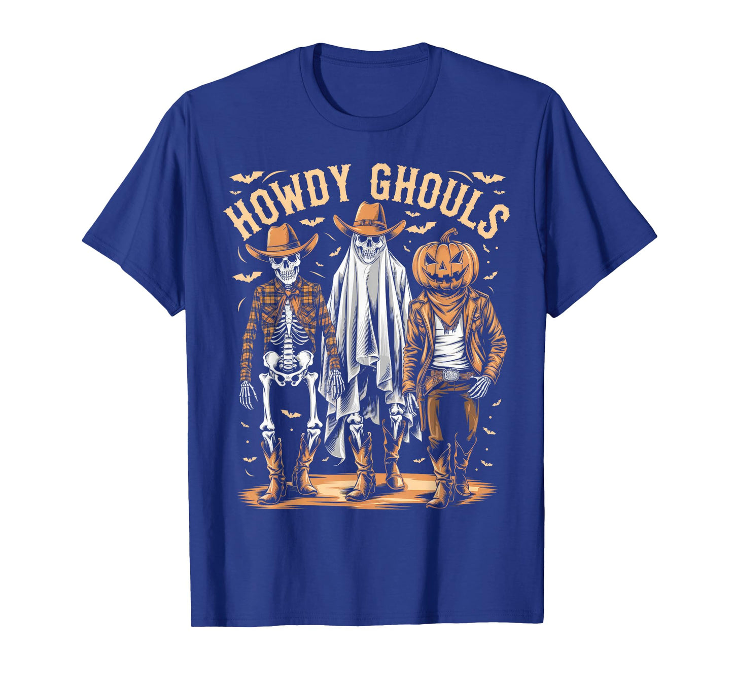Funny Howdy Ghouls Skeleton Halloween Ghost Cowboy Western T-Shirt