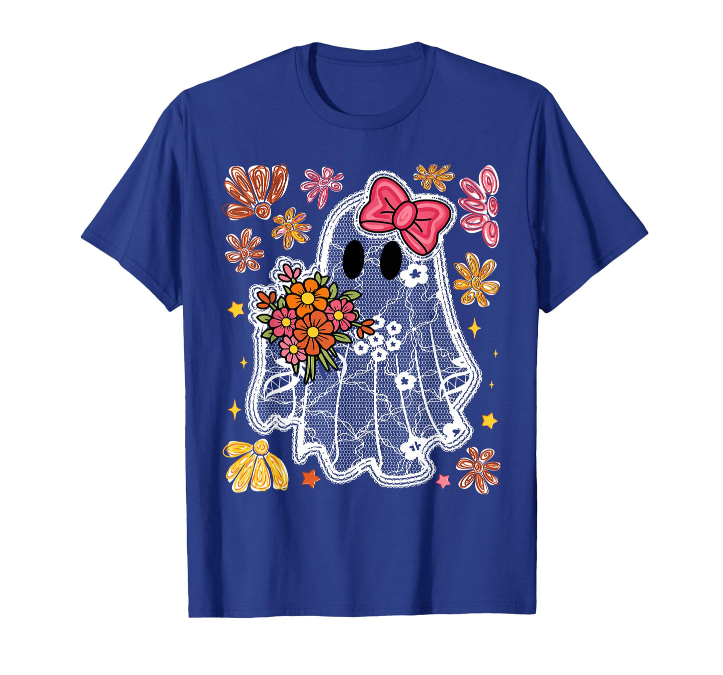 Halloween Fall Spooky Season Floral Ghost Girly Girls T-Shirt
