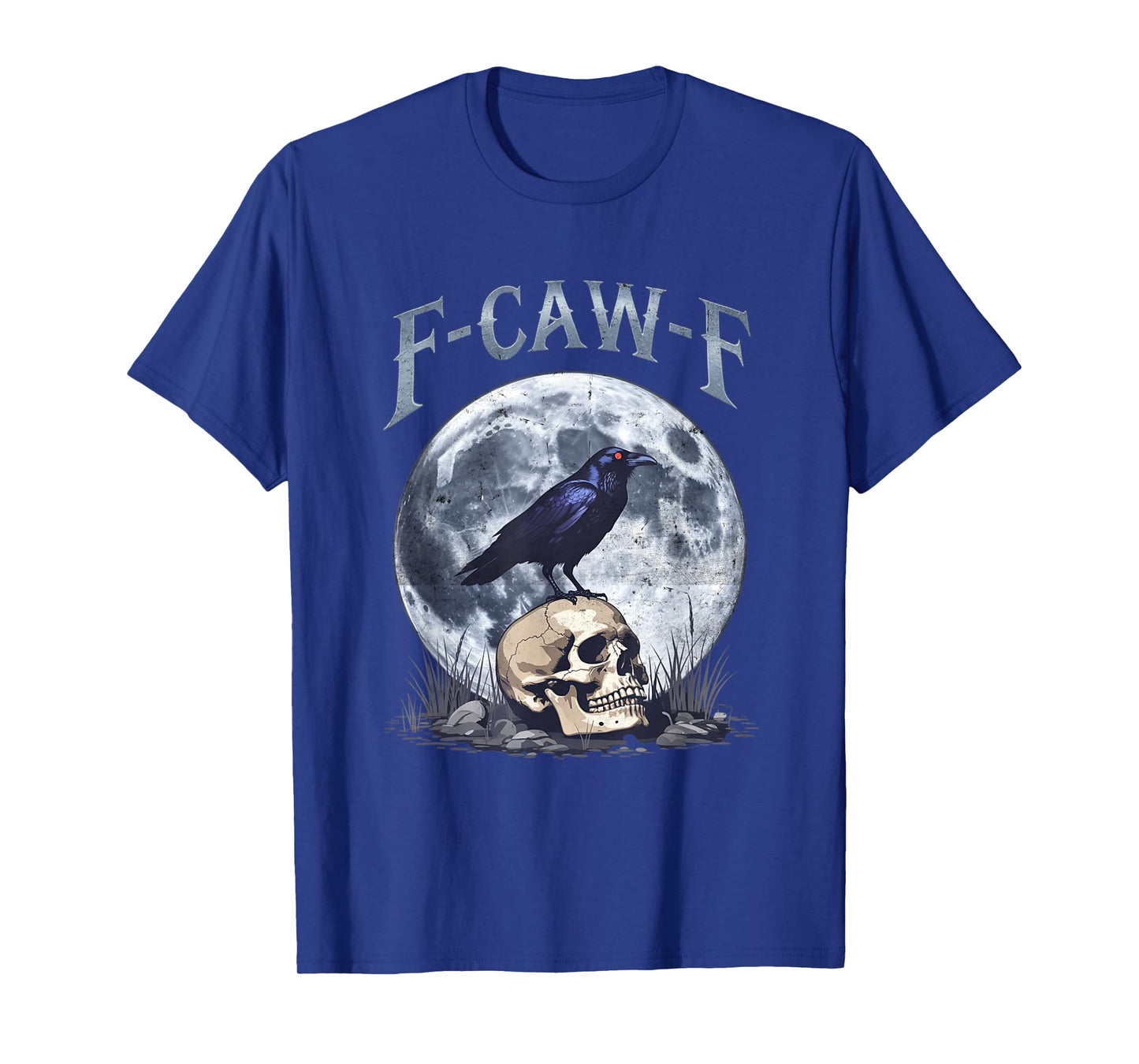 F-Caw-F Raven On Skull Full Moon Gothic Halloween Crow T-Shirt