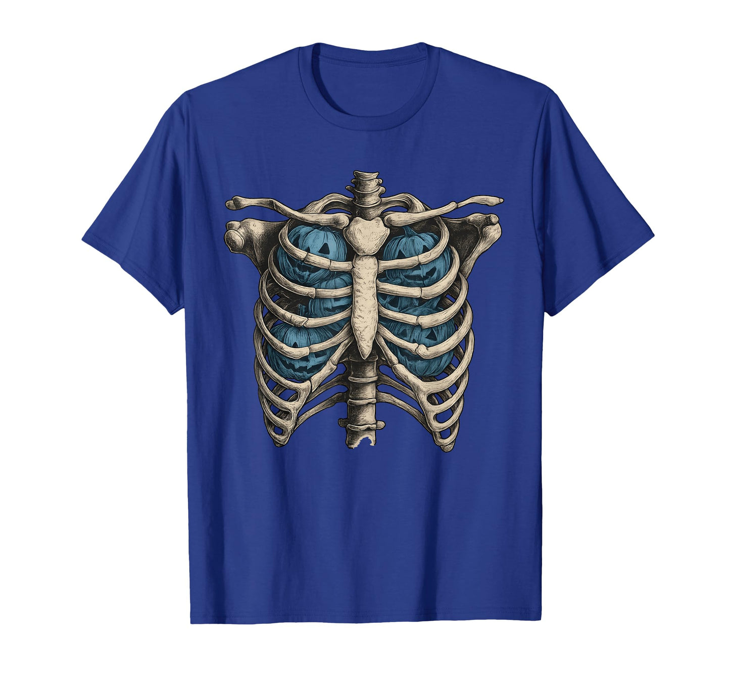 Skeleton Rib Cage Pumpkin Halloween Trendy Spooky Retro T-Shirt