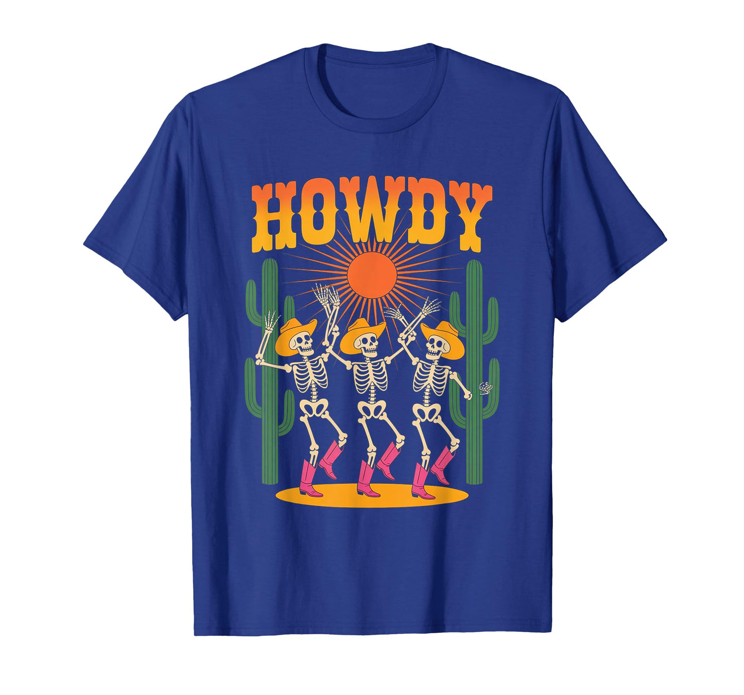 Howdy Dancing Skeleton Cowgirl Western Halloween T-Shirt