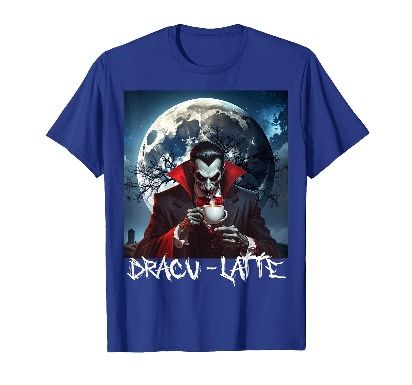 Scary Spooky Vampire Coffee Lover Halloween Gothic T-Shirt