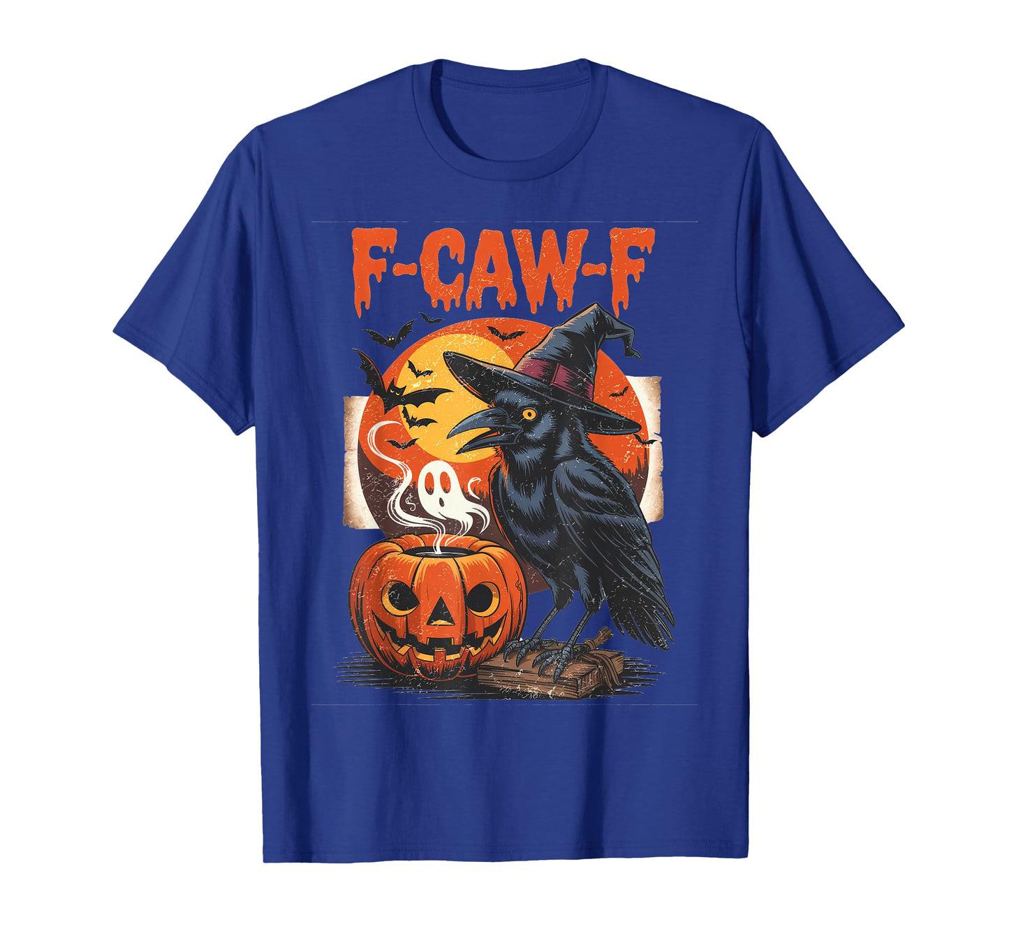 F-Caw-F Funny Raven Black Crow Spooky Season Halloween Retro T-Shirt