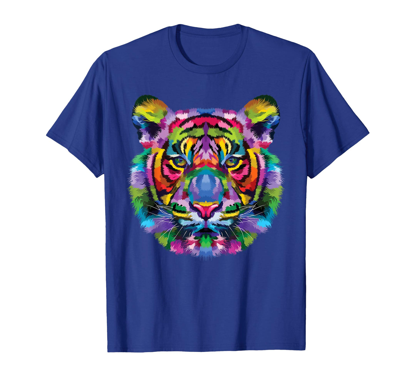 Rainbow Tiger Head Vibrant Royalty Colorful Tiger T-Shirt