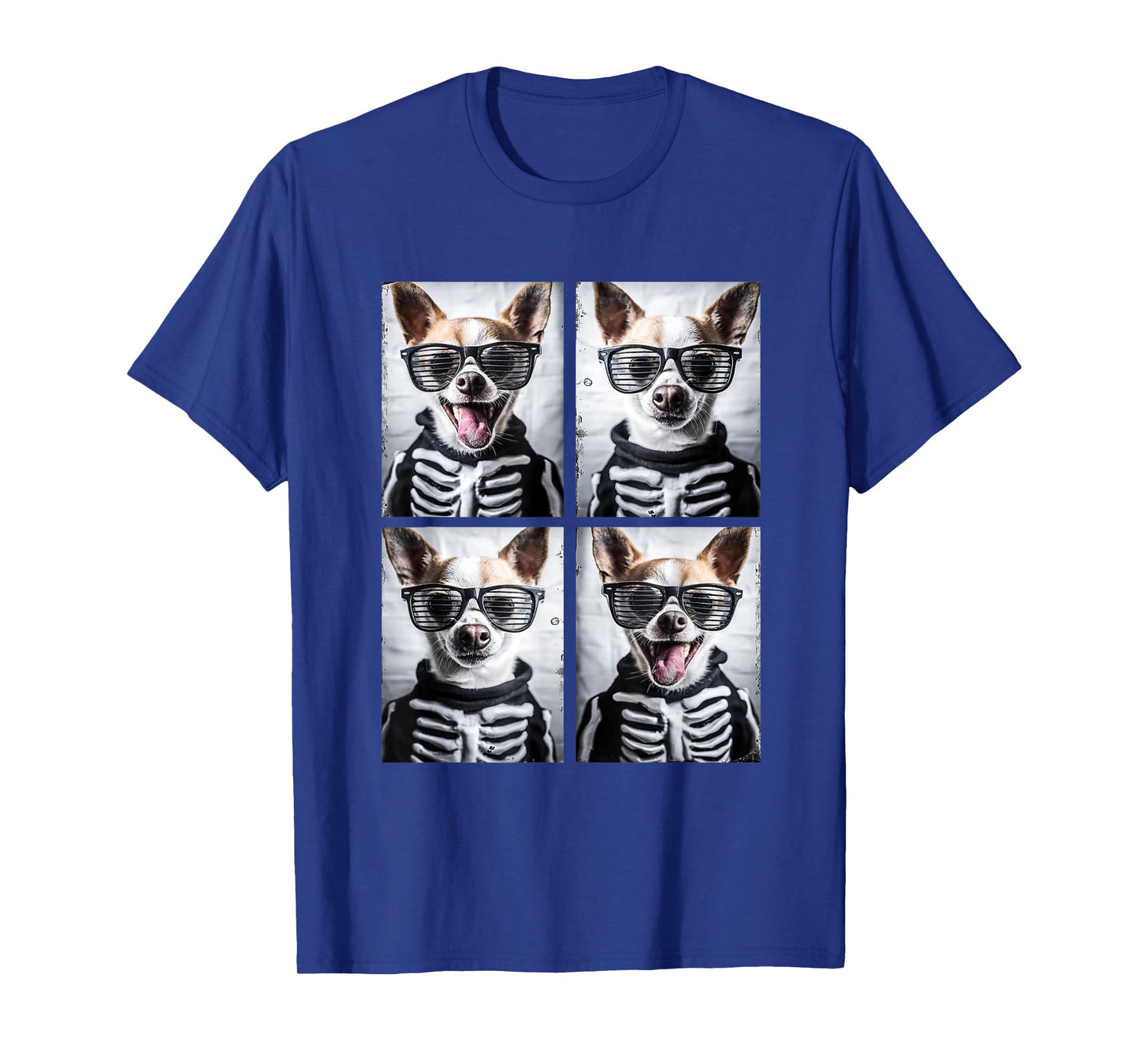 Cute Chihuahuas with Sunglasses Halloween Skeleton Costume T-Shirt