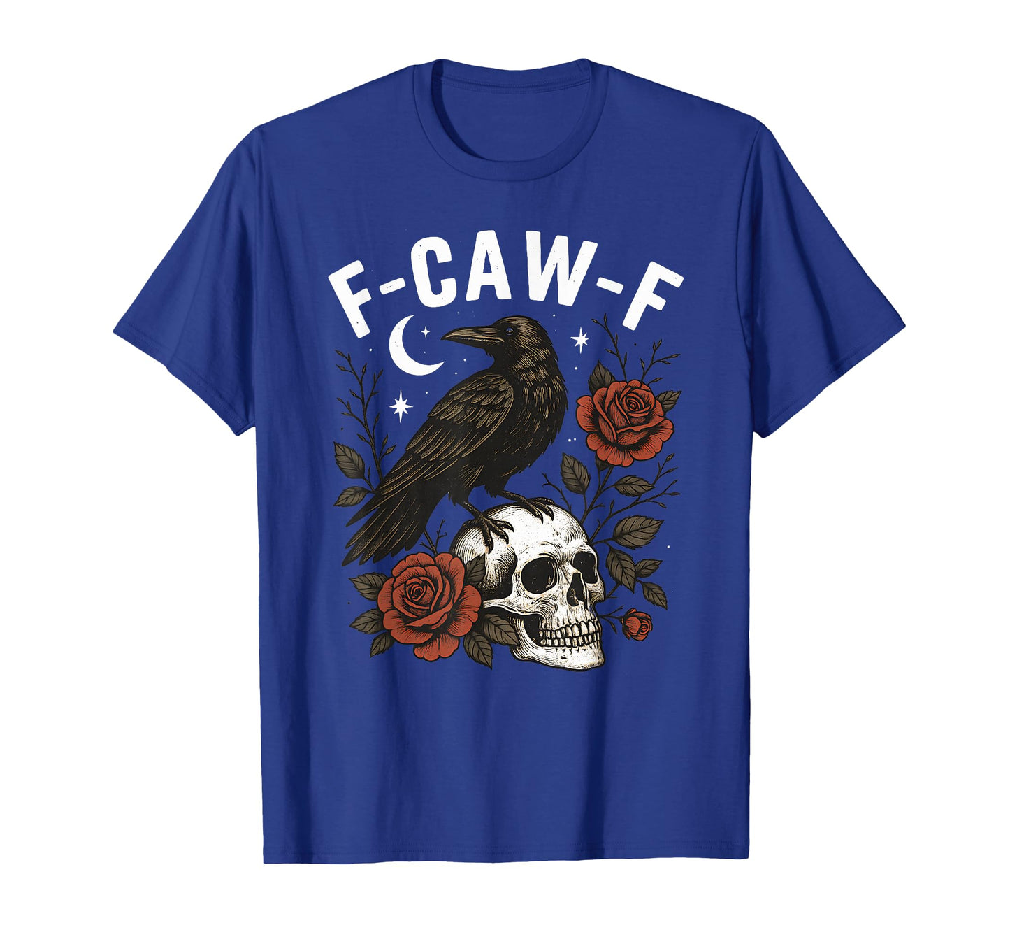 Black Crow F-Caw-F Funny Halloween Moon Gothic Adult Humor T-Shirt