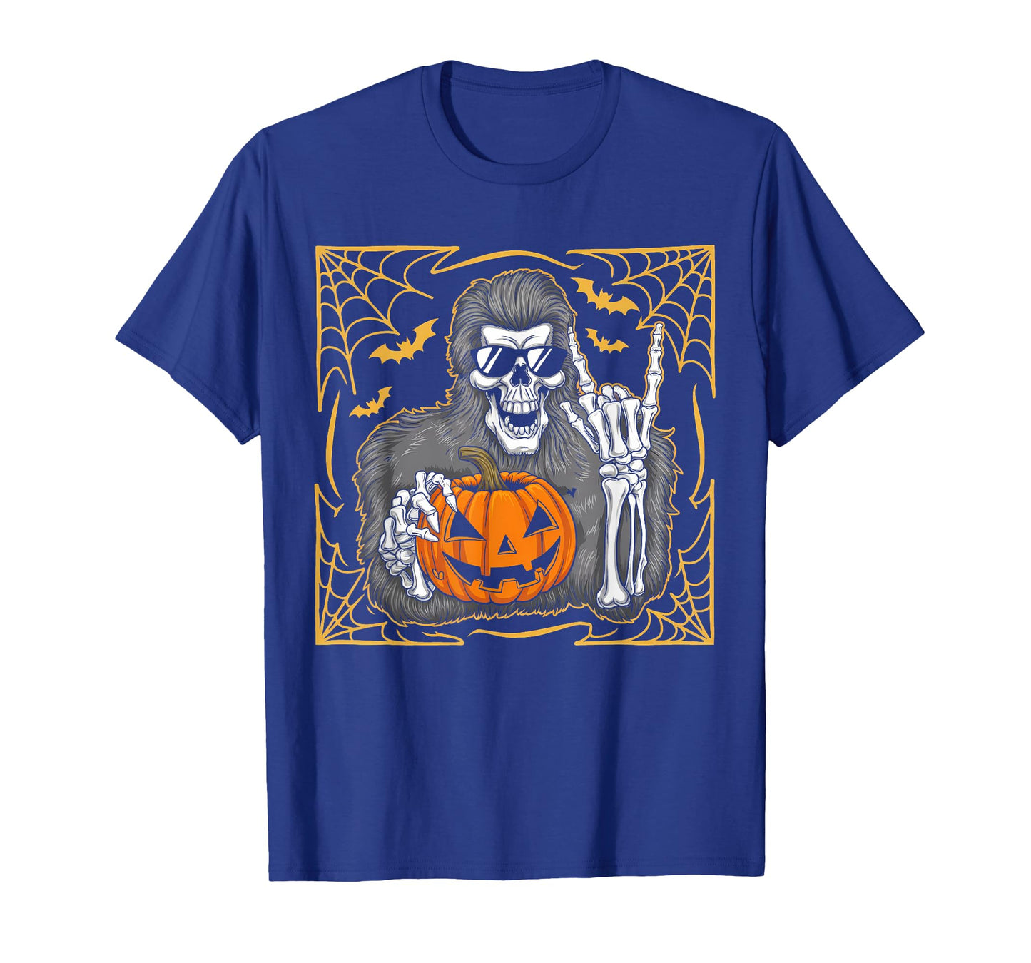 Funny Spooky Bigfoot Jack O Lantern Skeleton Halloween Boys T-Shirt