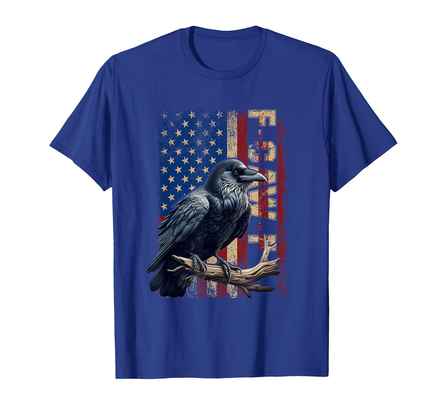 F-Caw-F Black Crow Black Bird Retro American Flag Play Word T-Shirt