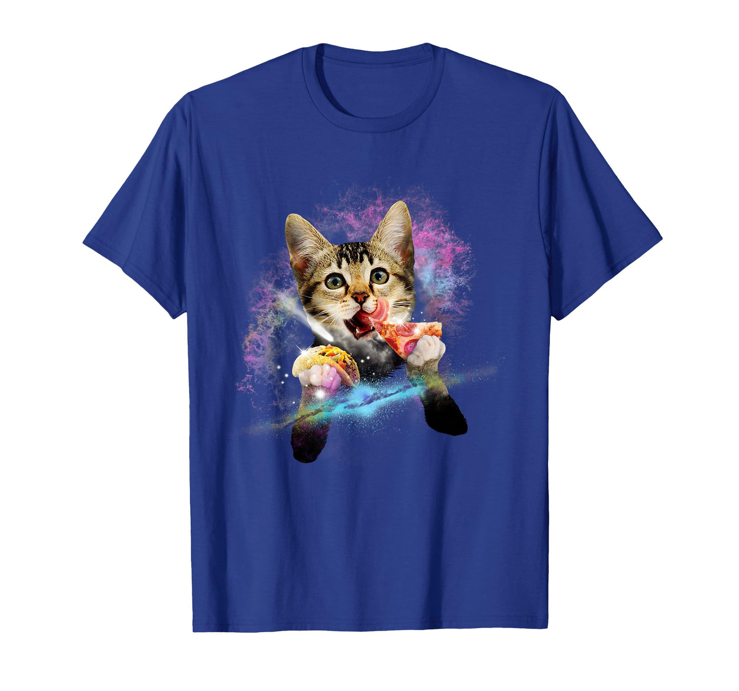 Galaxy Cat Rules Space With Taco And Pizza Power Gift TShirt T-Shirt