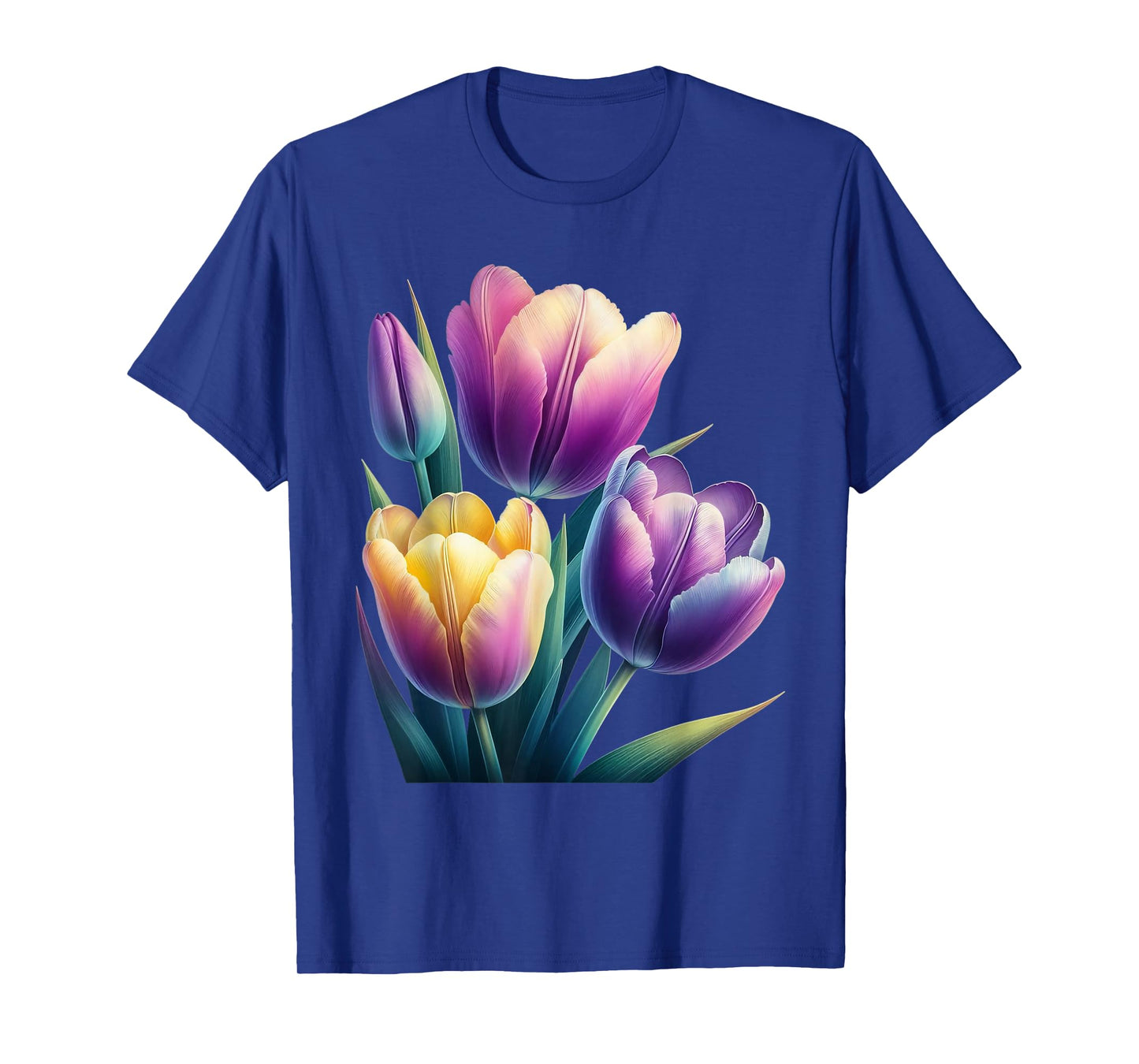 Beautiful Tulips Purple Yellow Botanical Gardening T-Shirt