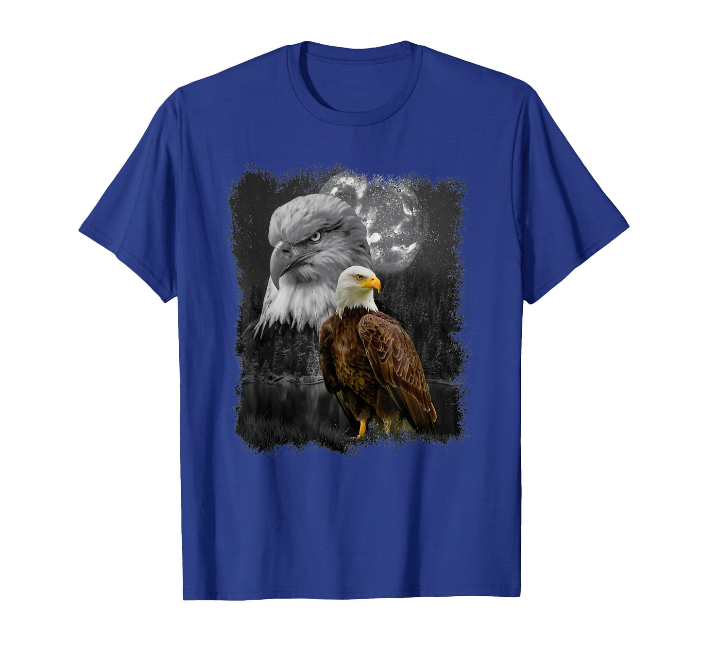 American Nature Bald Eagle Moon Sketch Wildlife Portrait T-Shirt