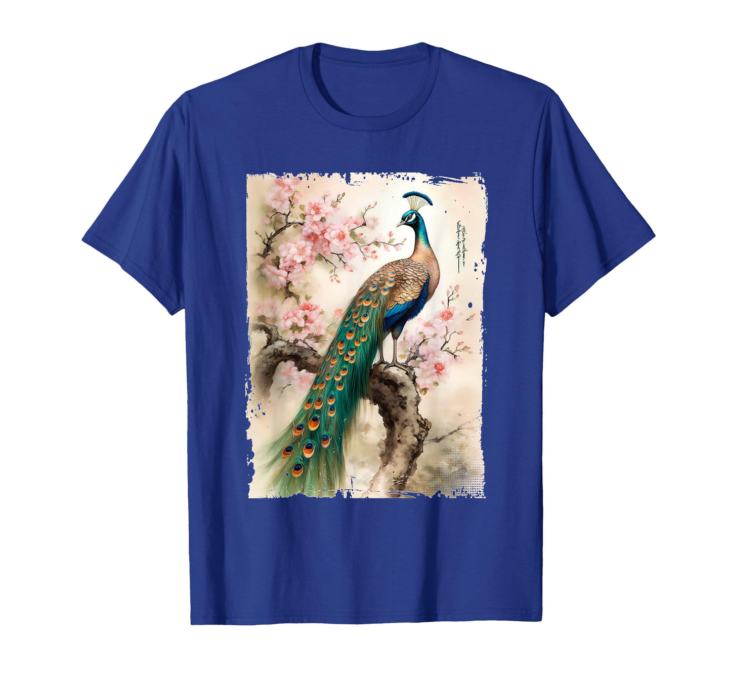 beautiful peacock Japanese cherry blossom art T-Shirt