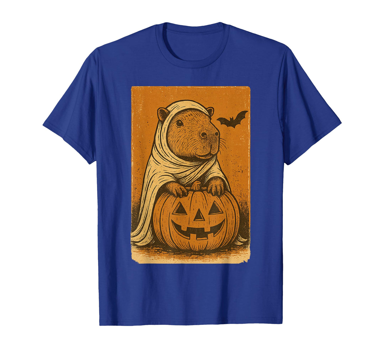 Funny Vintage Capybara Ghost Halloween Pumpkin Spooky Season T-Shirt
