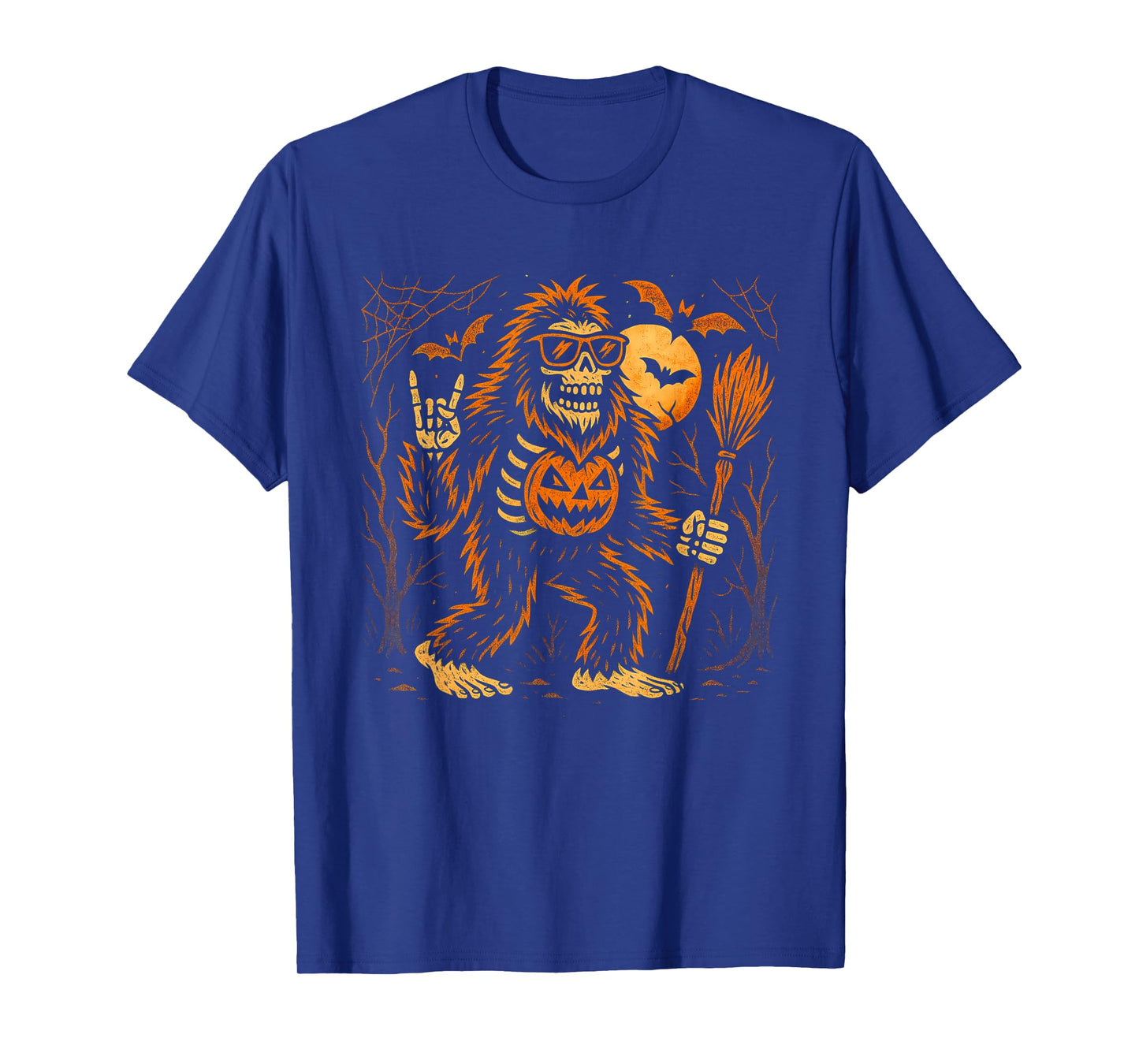 Spooky Bigfoot Goofy Skeleton Halloween Pumpkin Costume Men T-Shirt
