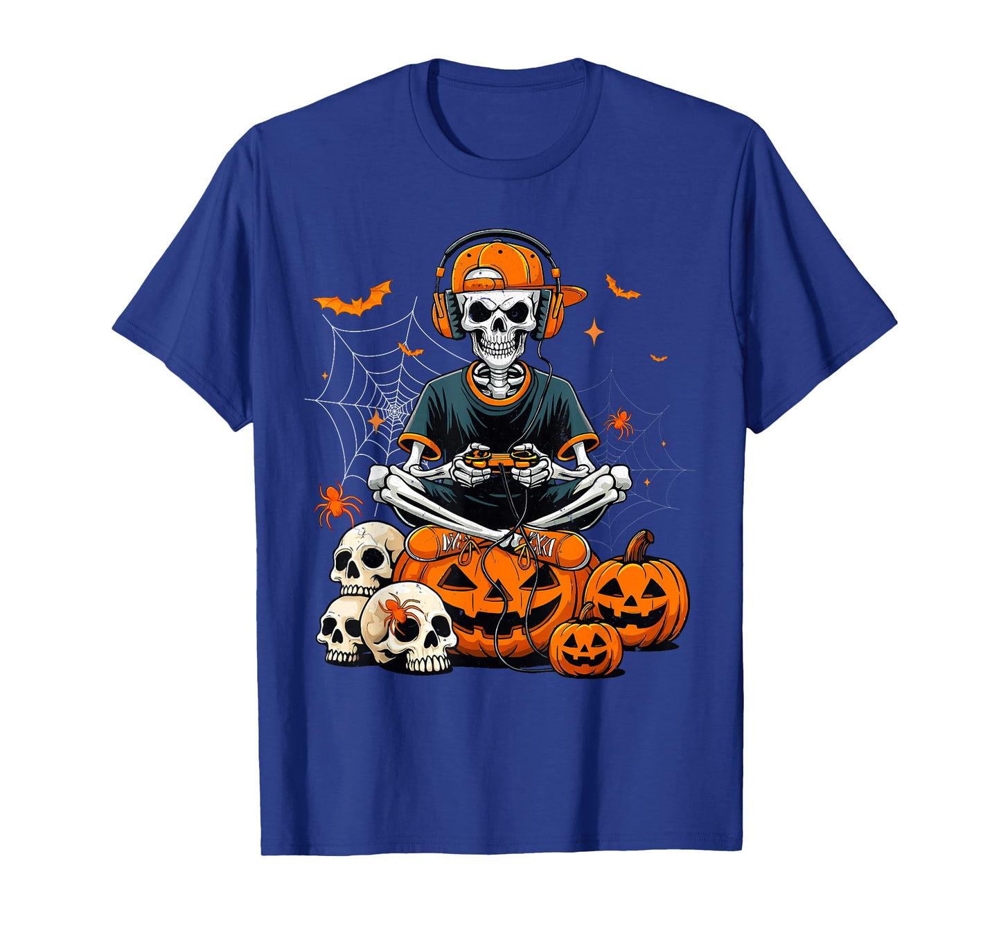 Halloween Skeleton Gamer Video Gaming Boys Men Kids Tees T-Shirt