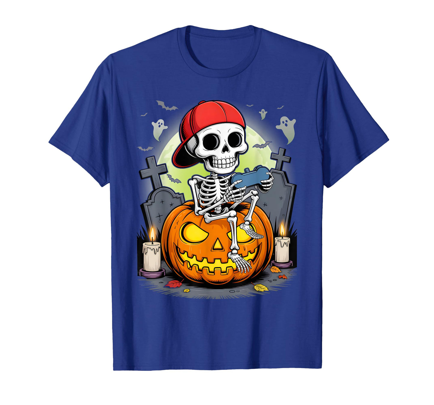 Halloween for Boys Kids Men Skeleton Gaming Gamer T-Shirt