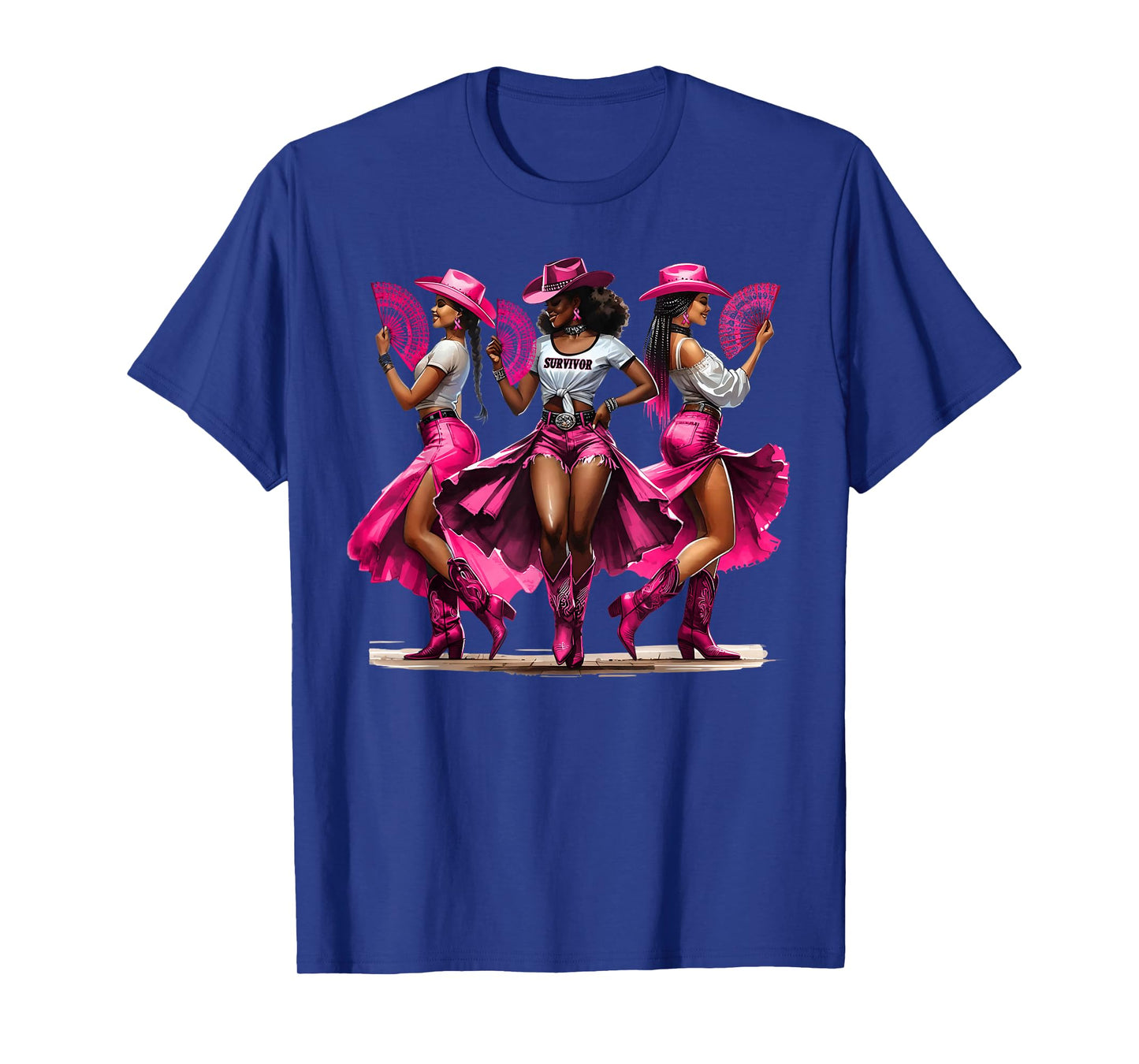Cowgirl Black Woman We Wear Pink Breast Cancer Awareness T-Shirt