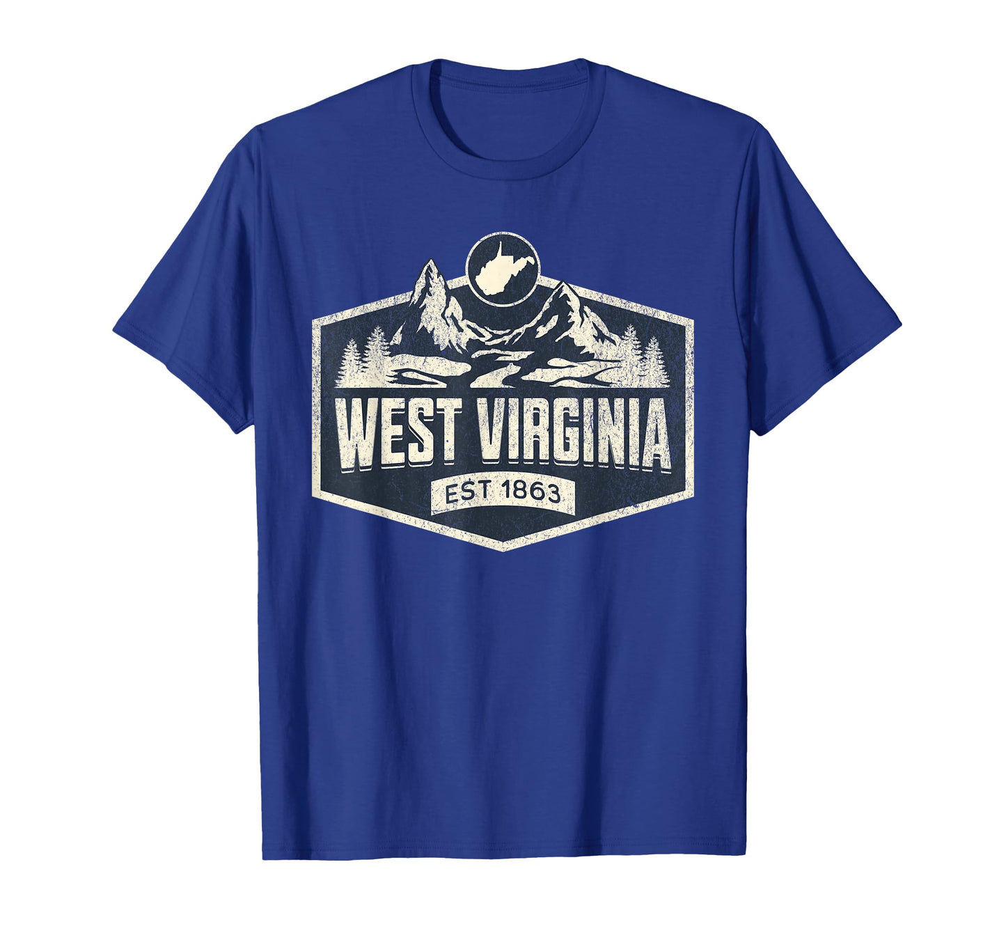 West Virginia Style Unisex-Adults Blue Small Map T-Shirt