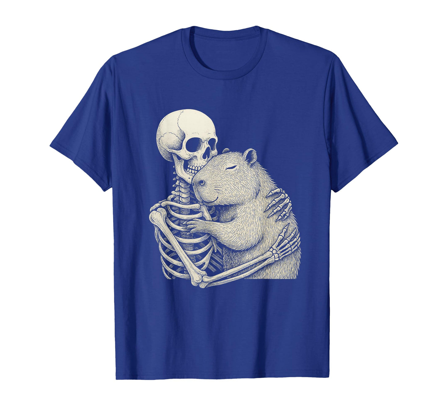 Funny Skeleton Capybara Hug Spooky Season Men Women T-Shirt
