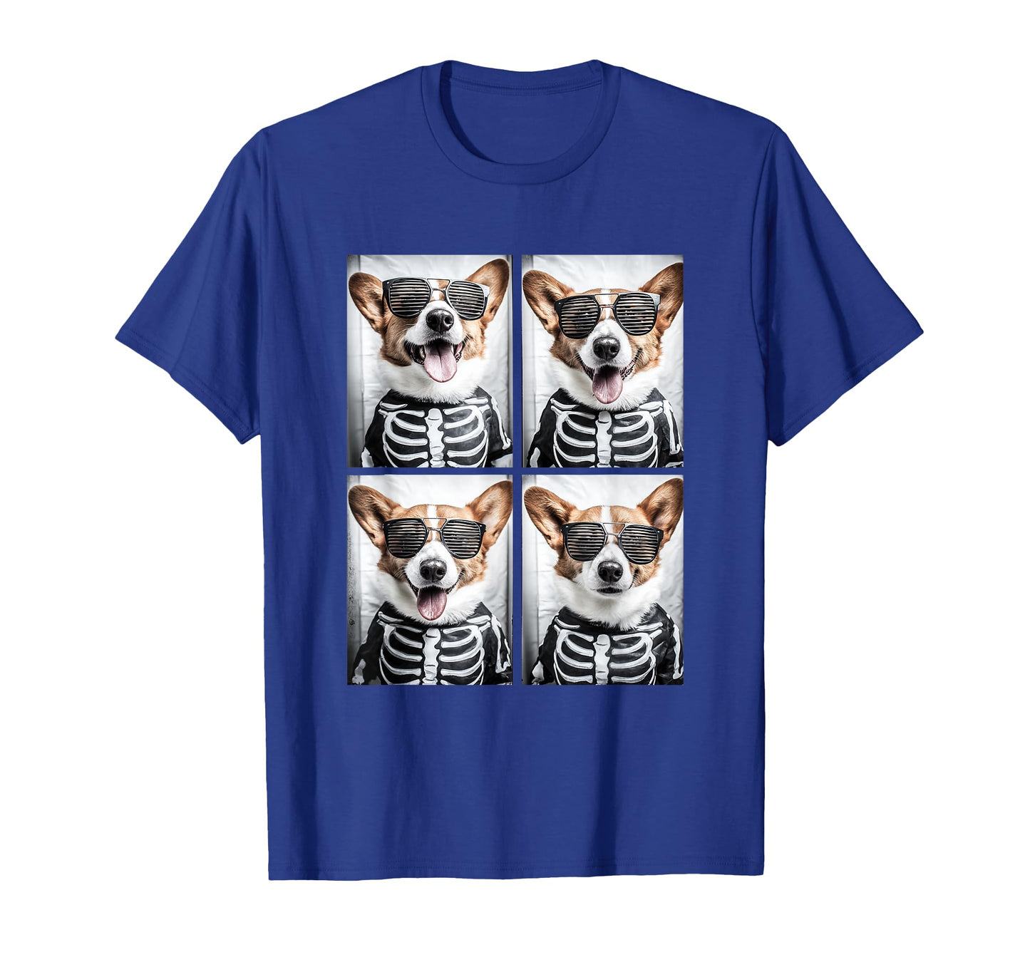 Cute Corgis with Sunglasses Skeleton Costume Halloween Dogs T-Shirt