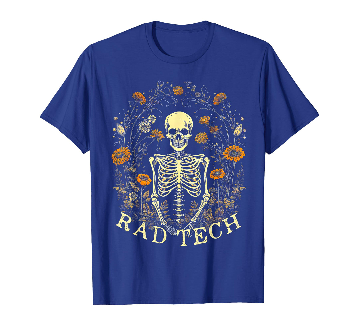 Retro Rad Tech Skeleton Floral Radiology Technologist X-Ray T-Shirt