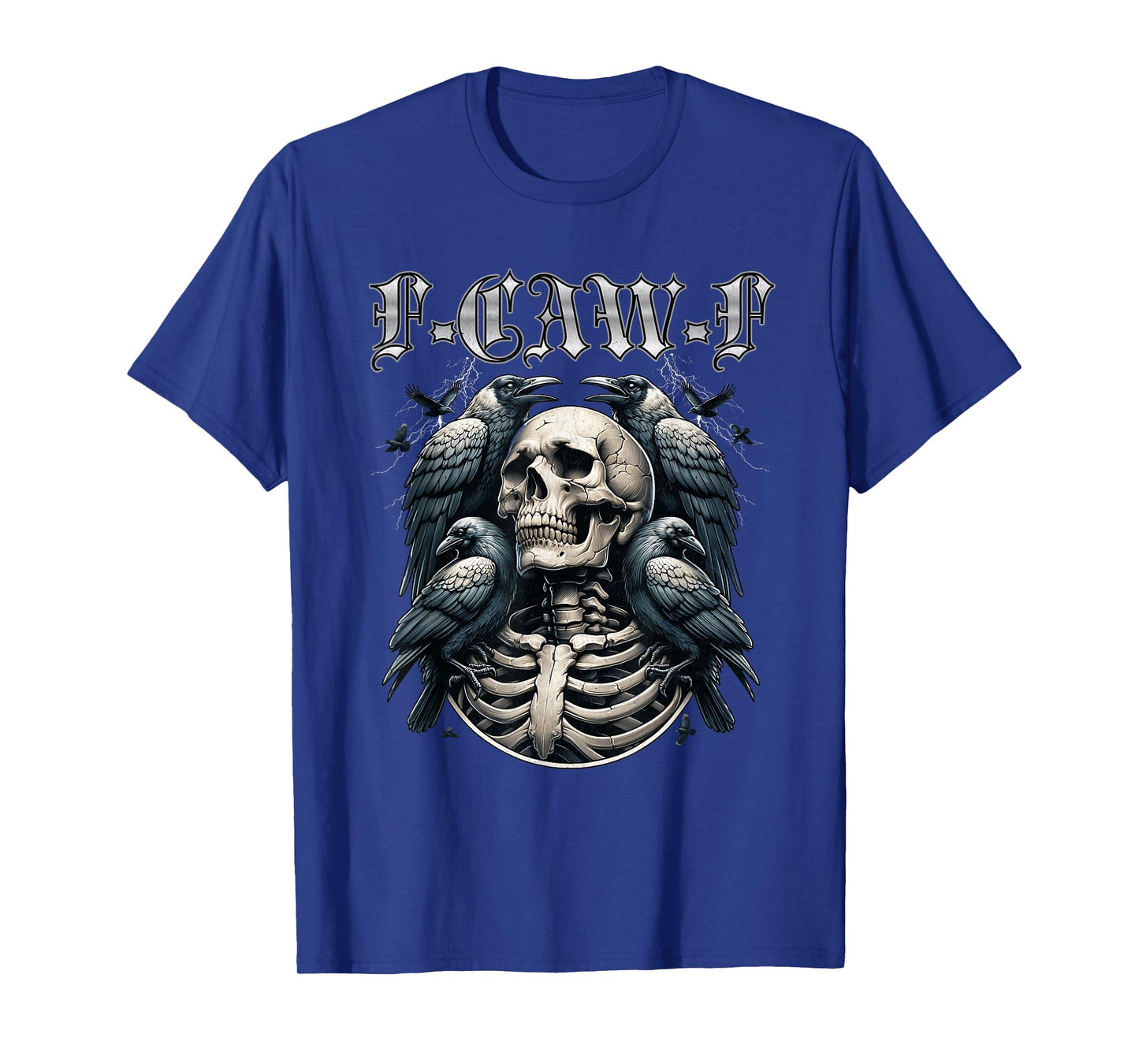 F-CAW-F Skeleton Crows Halloween Gothic Raven Design T-Shirt