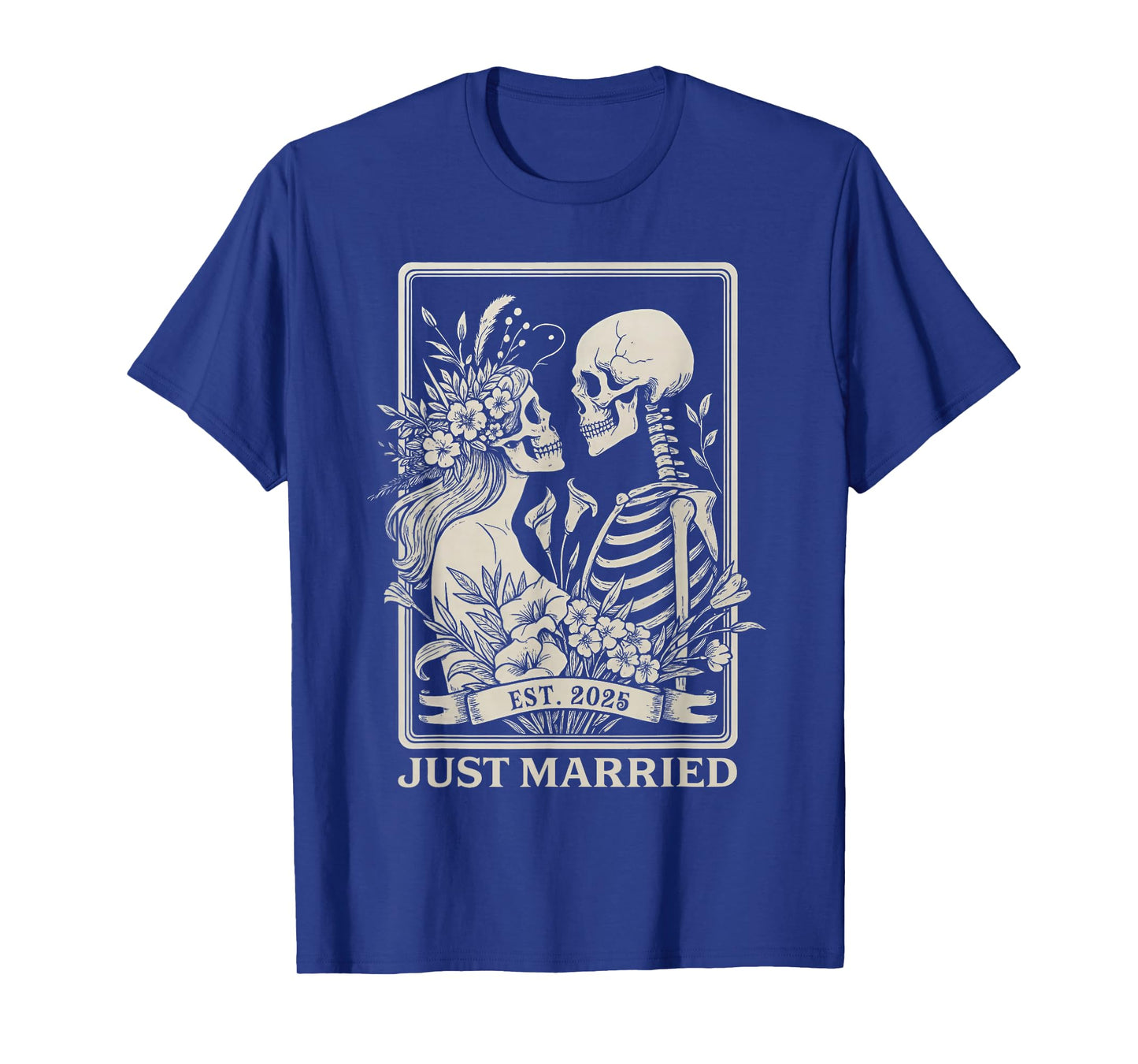 Just Married Skeleton Couple Est 2025 T-Shirt