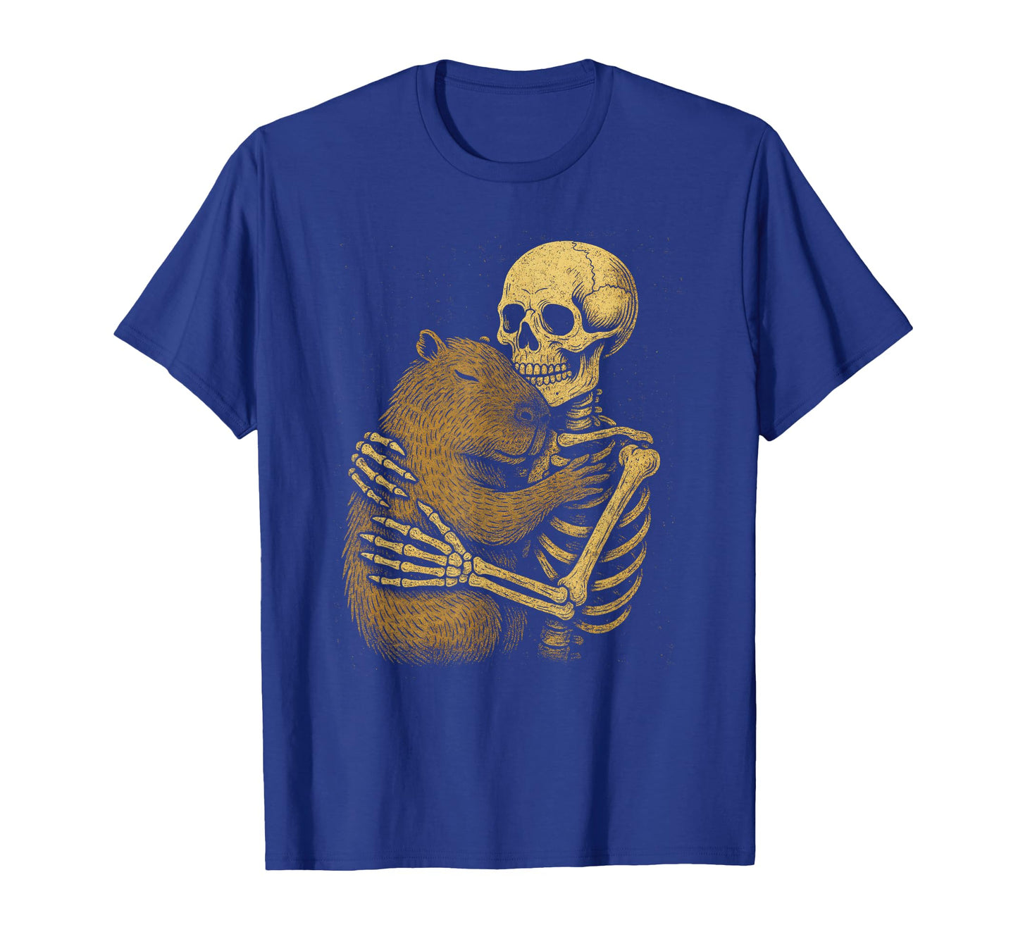 Cute Skeleton Hug Capybara Vintage Spooky Halloween T-Shirt