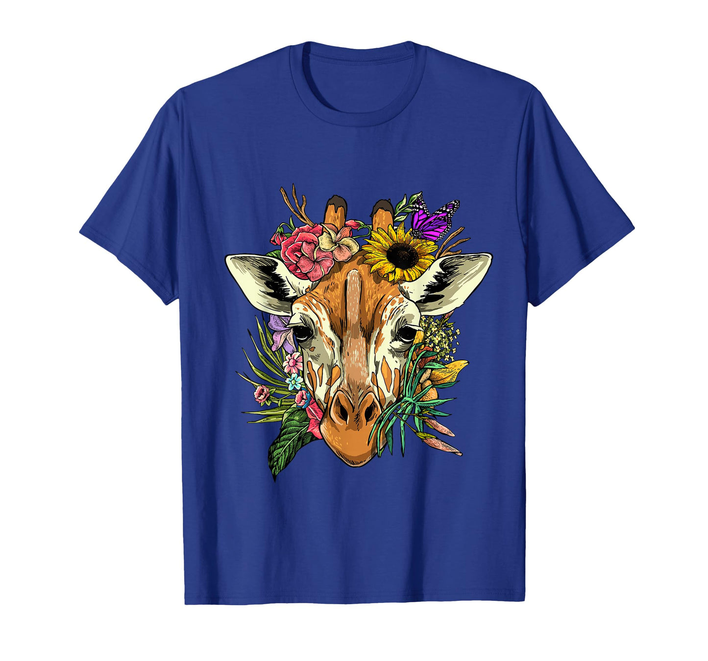 Floral Giraffe Shirt Nature Zoo Animal Face Giraffe Lover T-Shirt