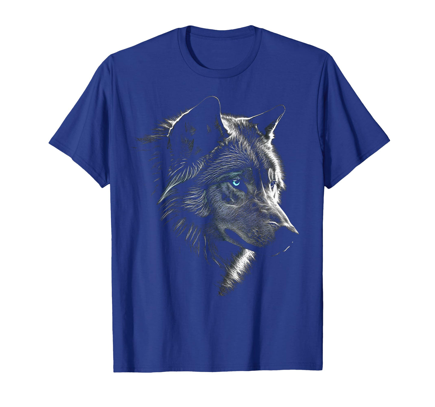 Wolf Portrait Blue Eyes - Artwork | Animal Motif Wolf T-Shirt