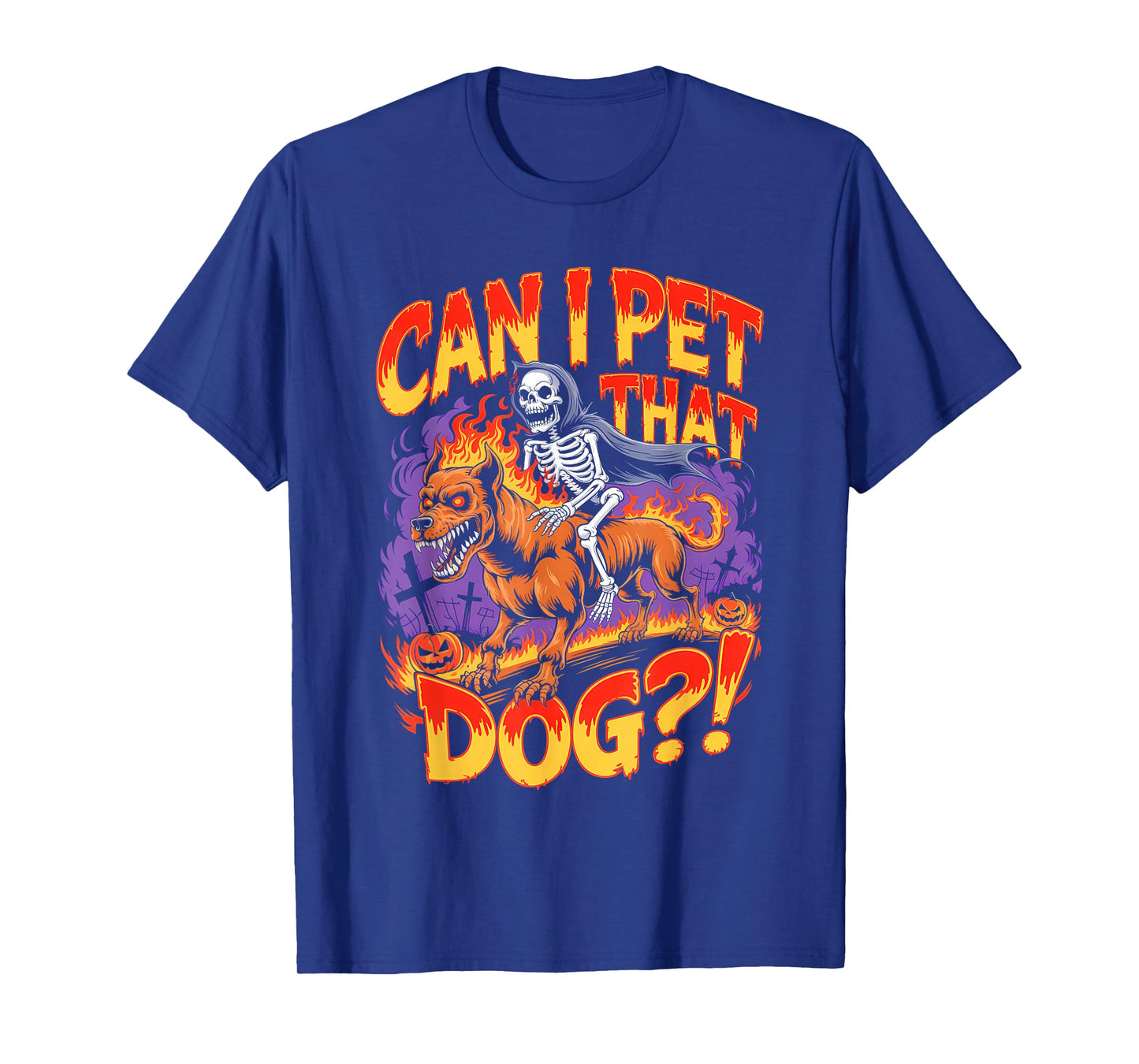 Can I Pet That Dog?! Funny Skeleton Halloween Bootleg T-Shirt