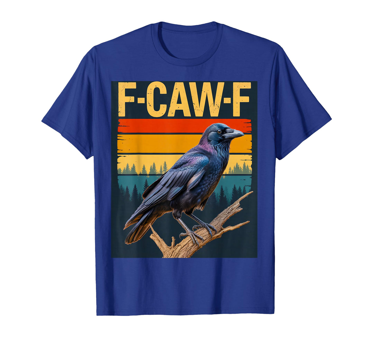 F-Caw-F Black Crow Bird Retro Sunset Vintage T-Shirt