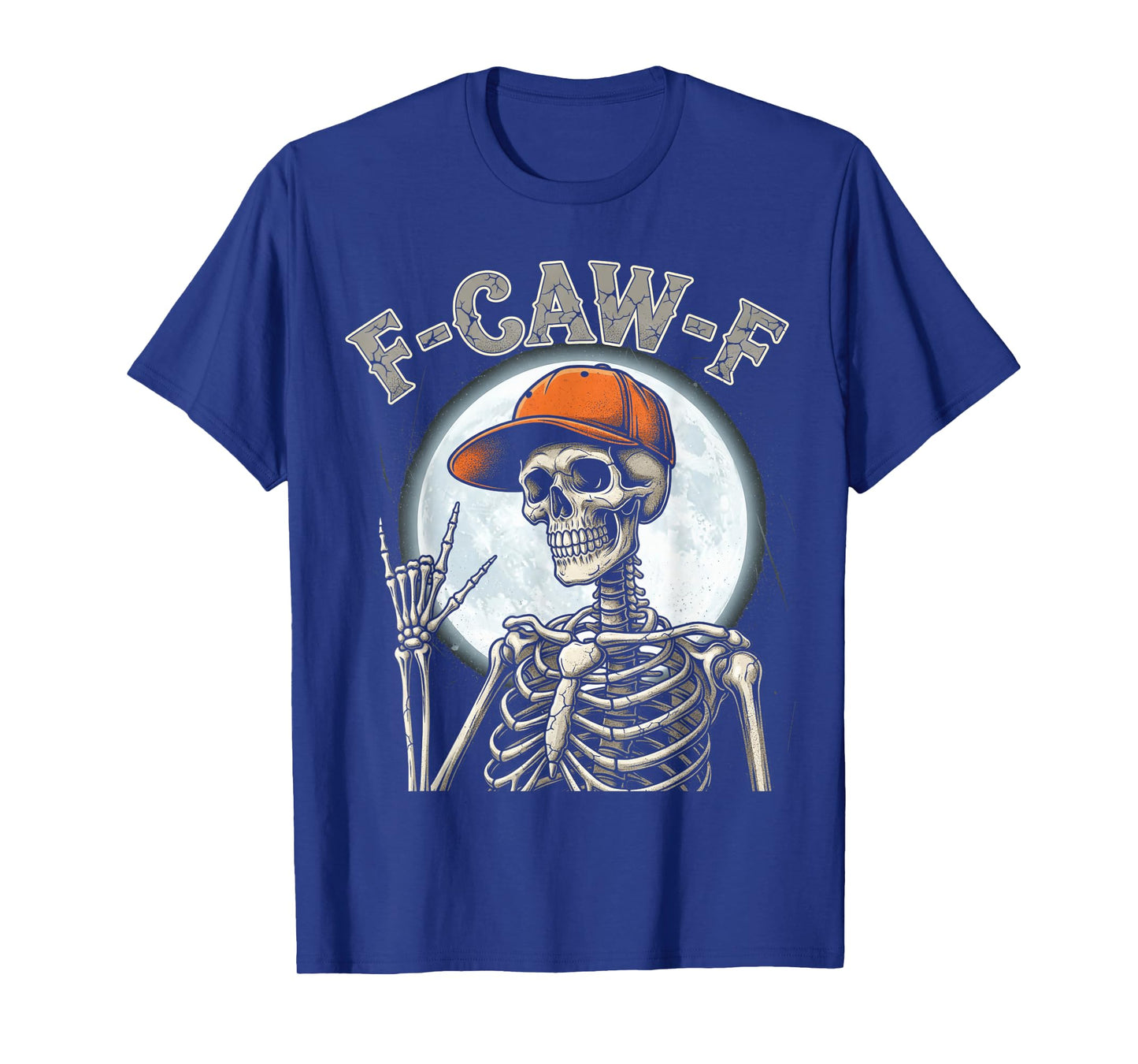 Funny Rocker Skeleton F Caw F Halloween Punk Rock Men Women T-Shirt