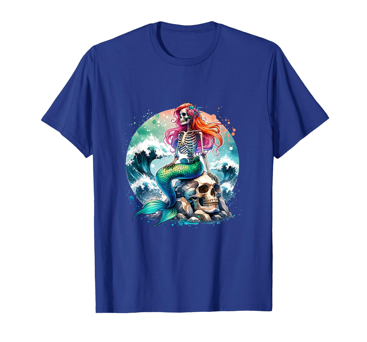 Mermaid Skull Ocean Wave Siren Skeleton Sea T-Shirt