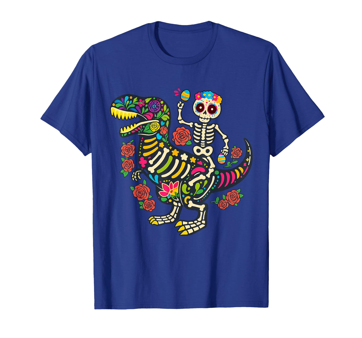 Mexican Dia De Los Muertos Skeleton Dinosaur Gifts Kids T-Shirt