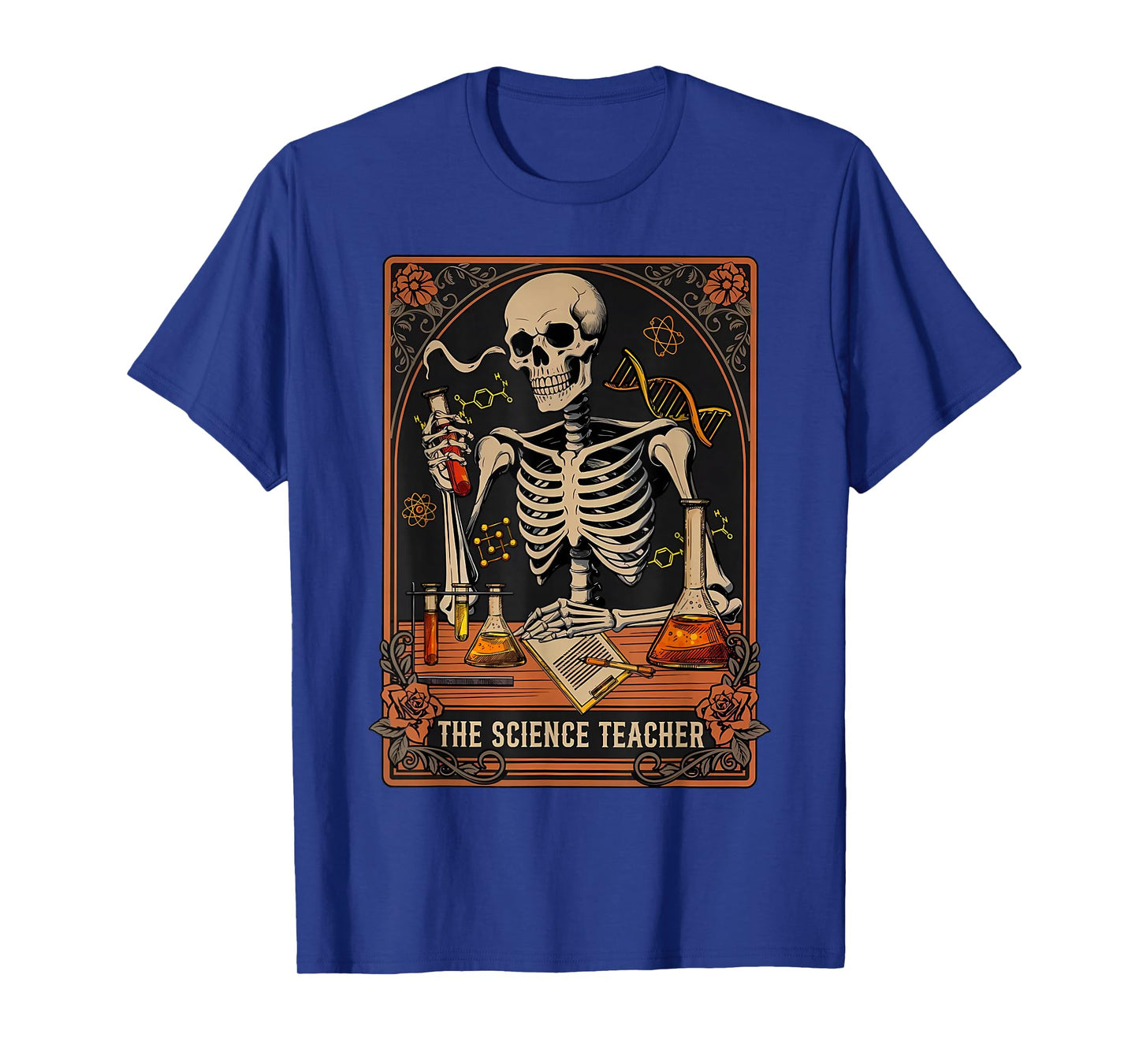 Science Teacher Tarot Card Skeleton Halloween Scientist STEM T-Shirt