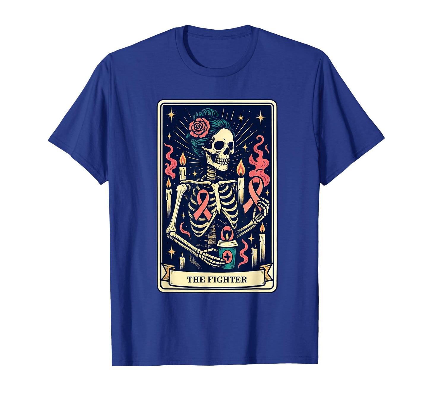 Pink Ribbon The Fighter Tarot Card Awareness T-Shirt