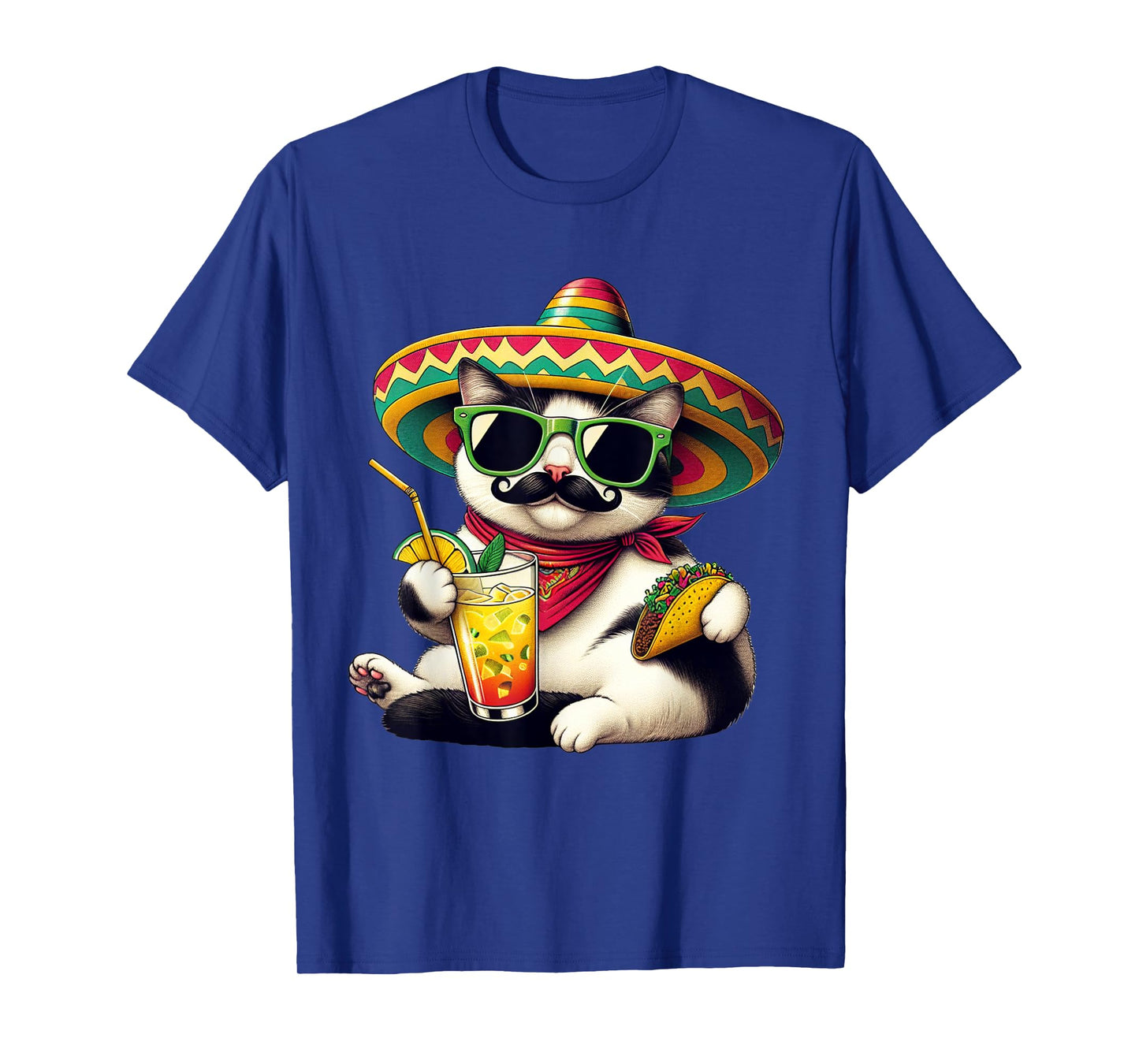 Funny Cinco De Mayo Cat Lovers Tacos Fiesta Humor Funny Meow Men Women Girls Kids T-Shirt