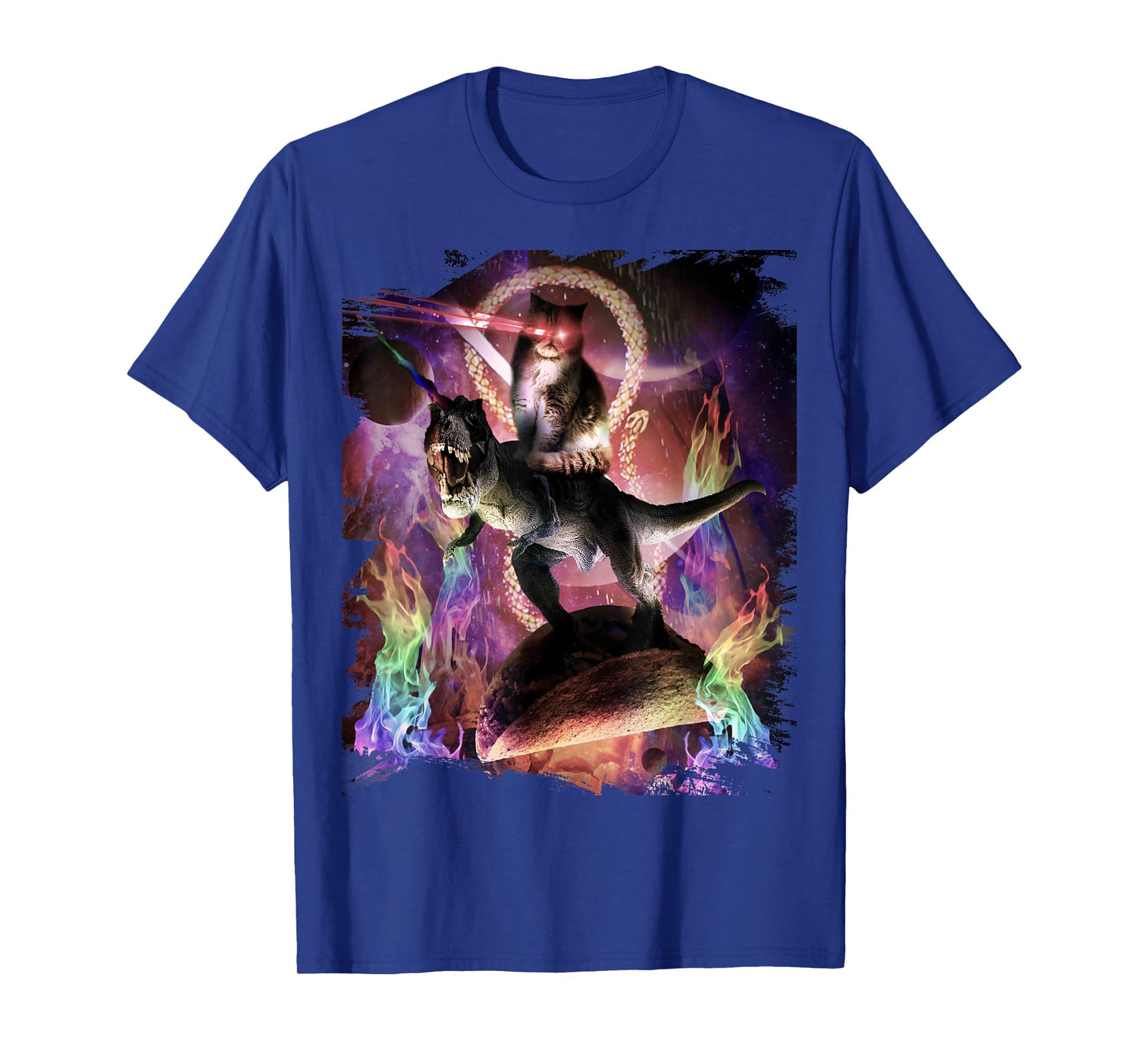 Evil Space Laser Cat On Dinosaur Unicorn On Taco T-Shirt
