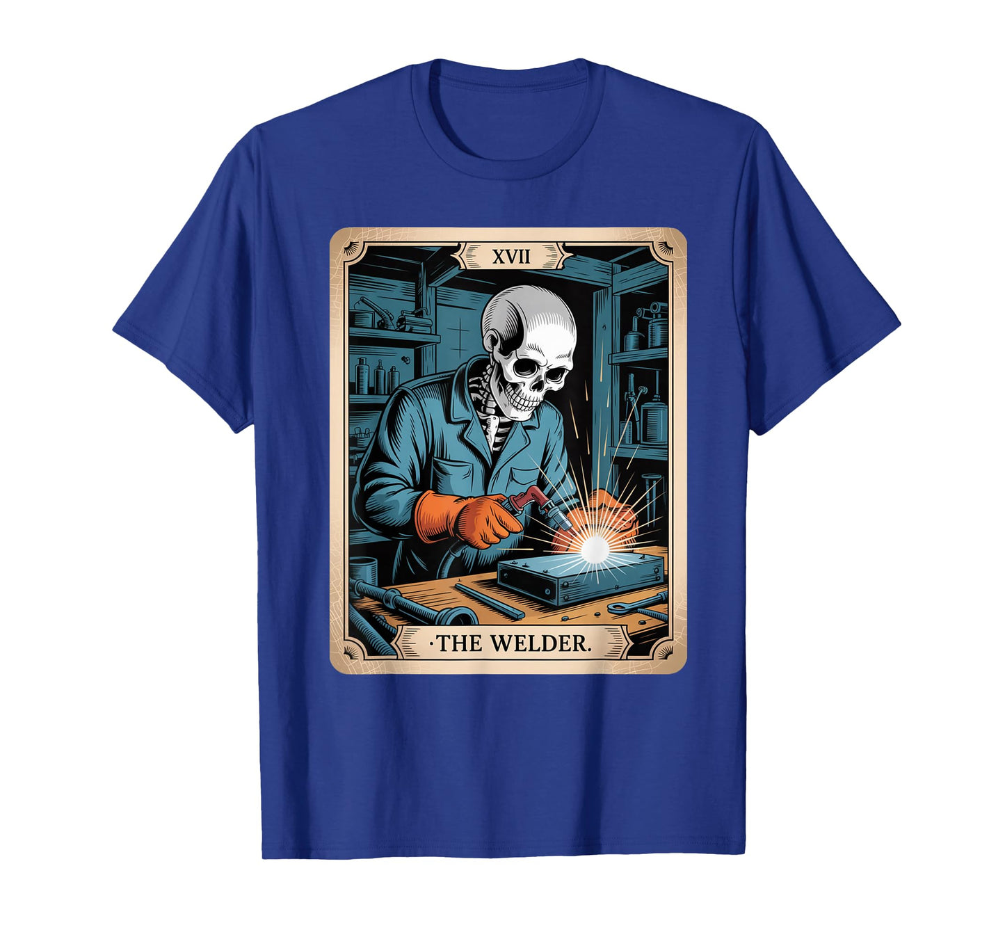 The Welder Welding Tarot Card Skeleton Funny for Men T-Shirt