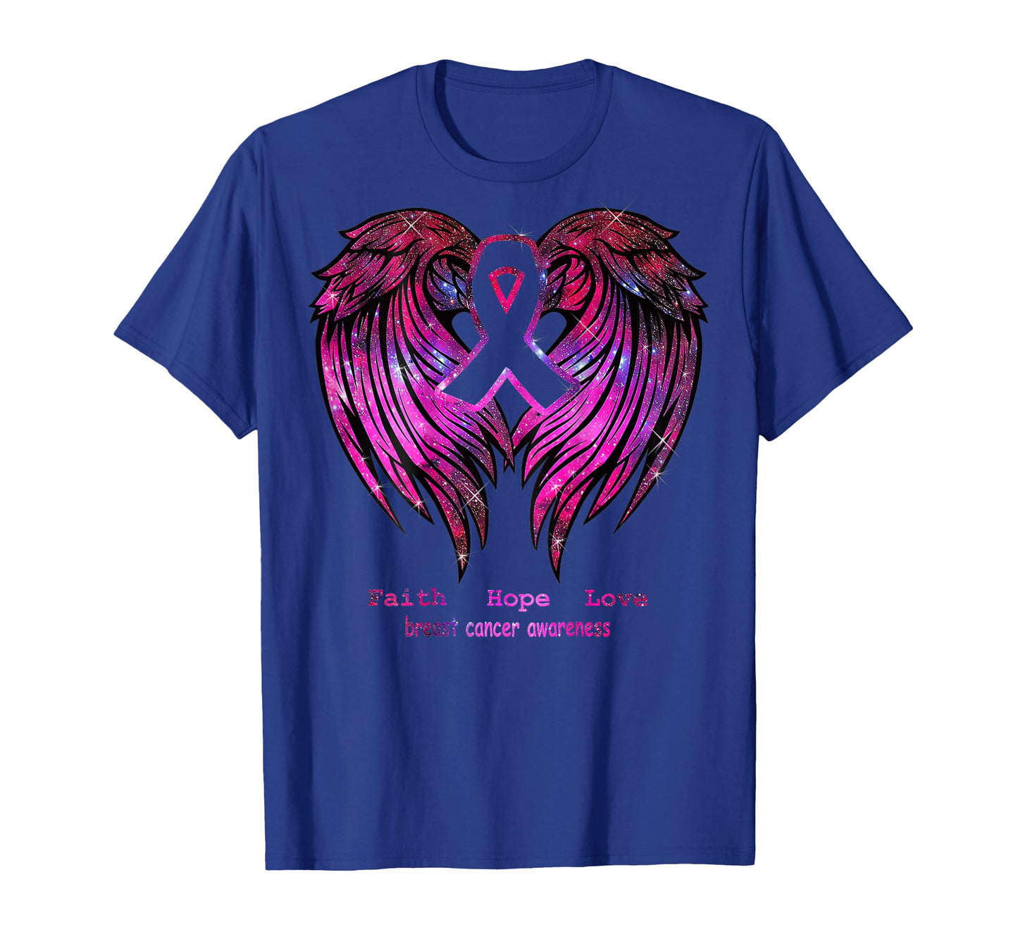 Faith Hope Love Breast Cancer Awareness Pink Wings Back T-Shirt
