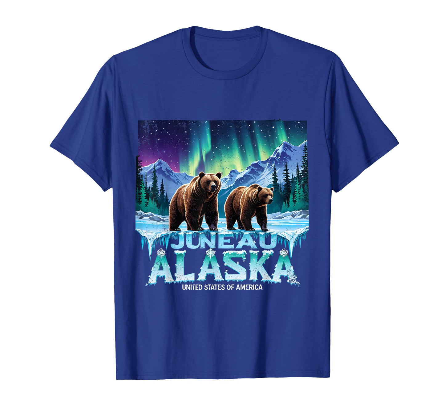 Juneau Alaska Bear Northern Lights Gift Tee T-Shirt